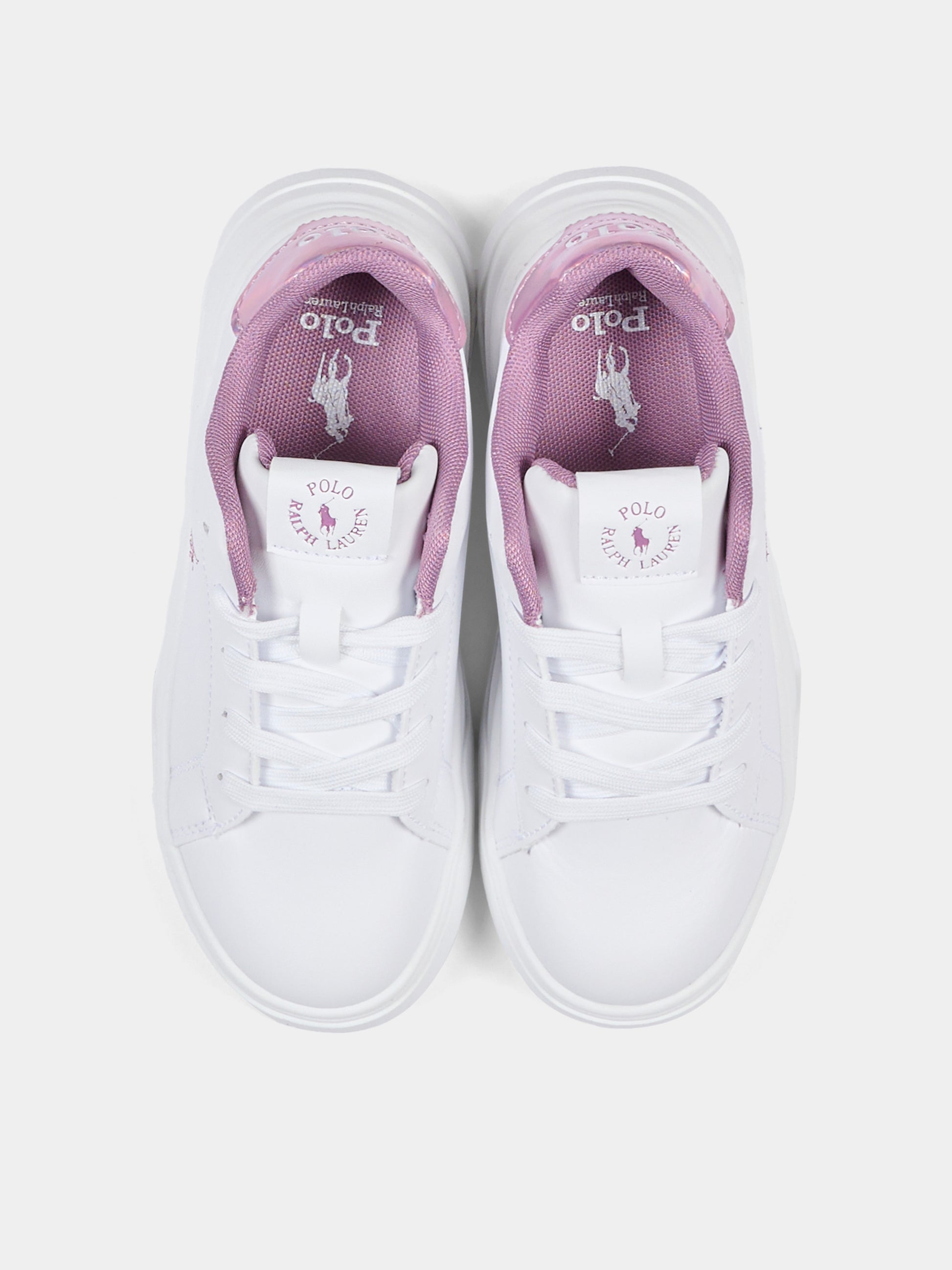 Sneakers bianche per bambina con Polo Pony,Ralph Lauren Kids,RL03844110