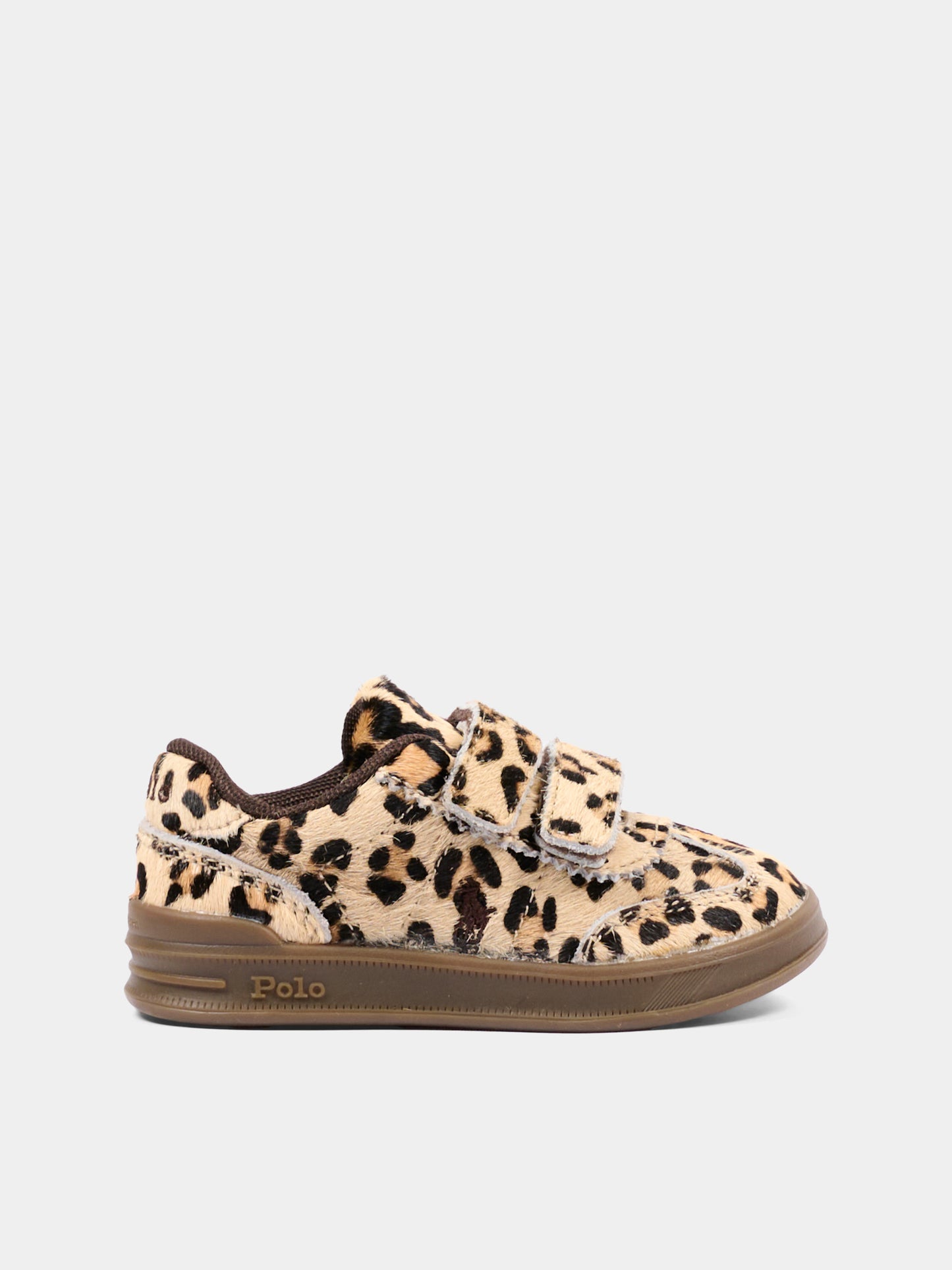Sneakers marroni per bambina animalier,Ralph Lauren Kids,RL05863202