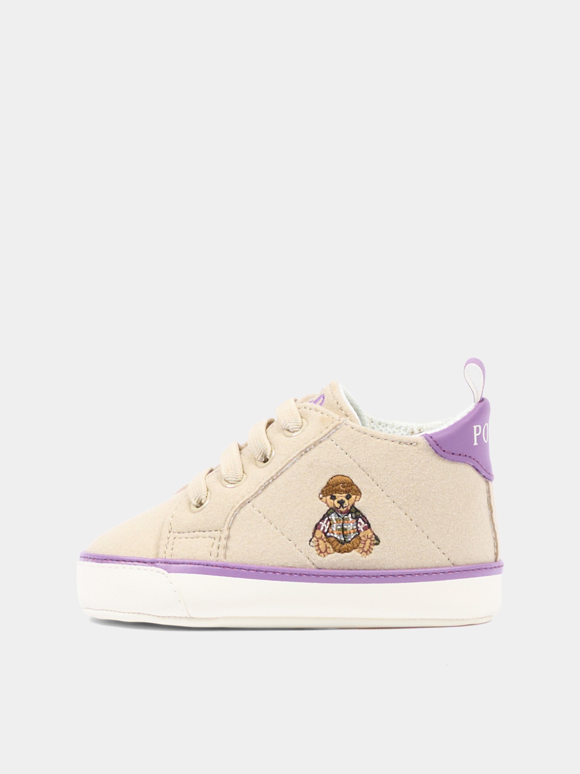 Sneakers beige per neonata con Polo Bear,Ralph Lauren Kids,RL06198256