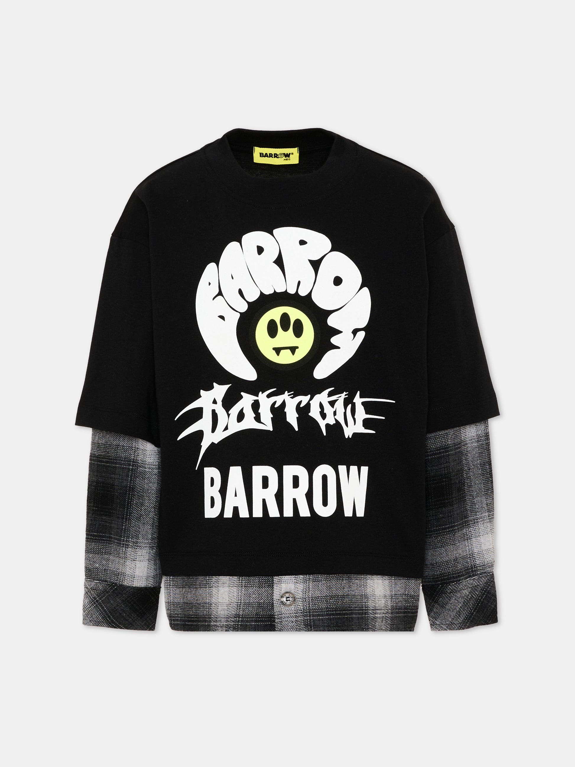T-Shirt nera per bambino con logo,Barrow,F6BKJBTH080 110