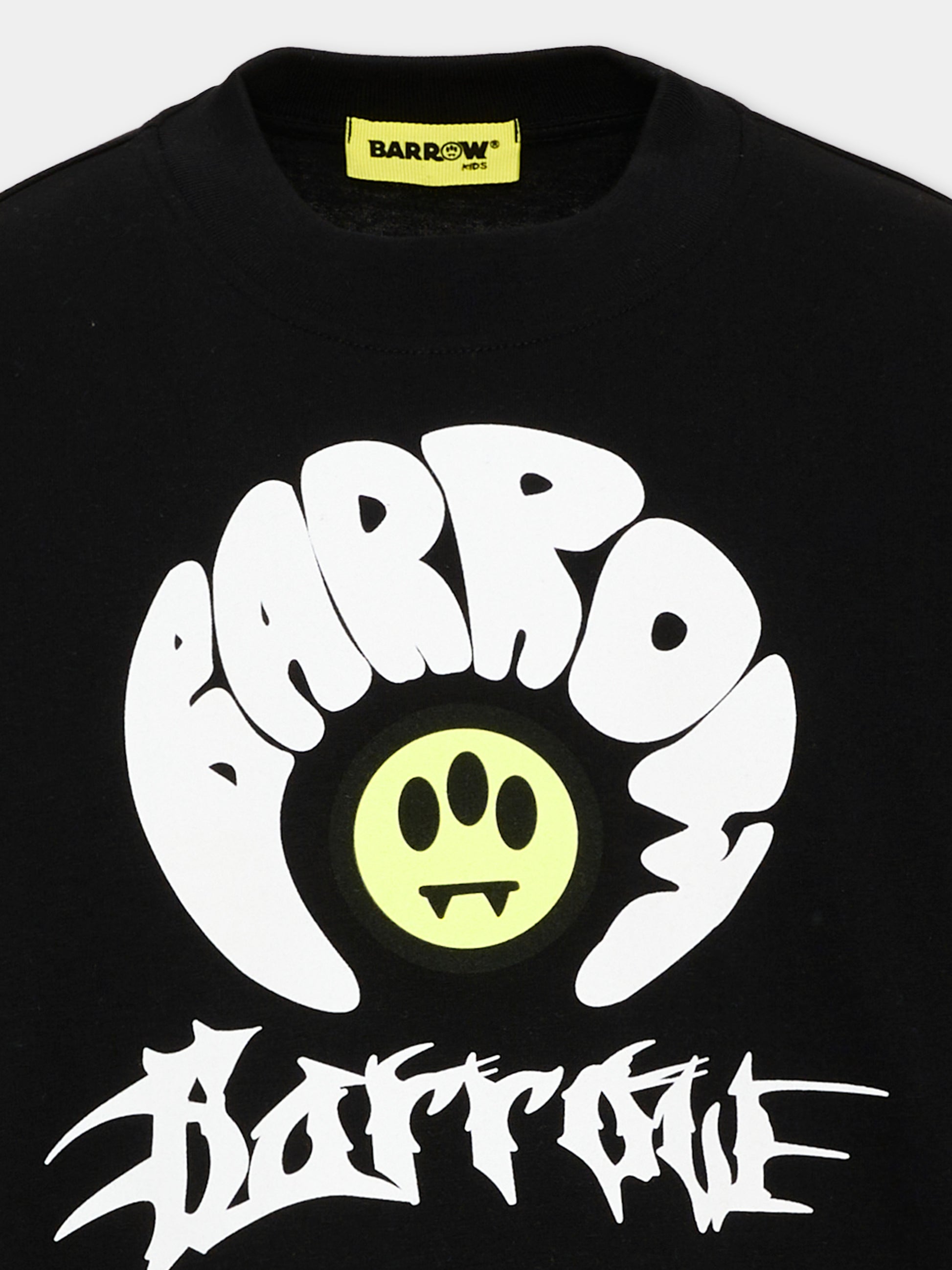 T-Shirt nera per bambino con logo,Barrow,F6BKJBTH080 110
