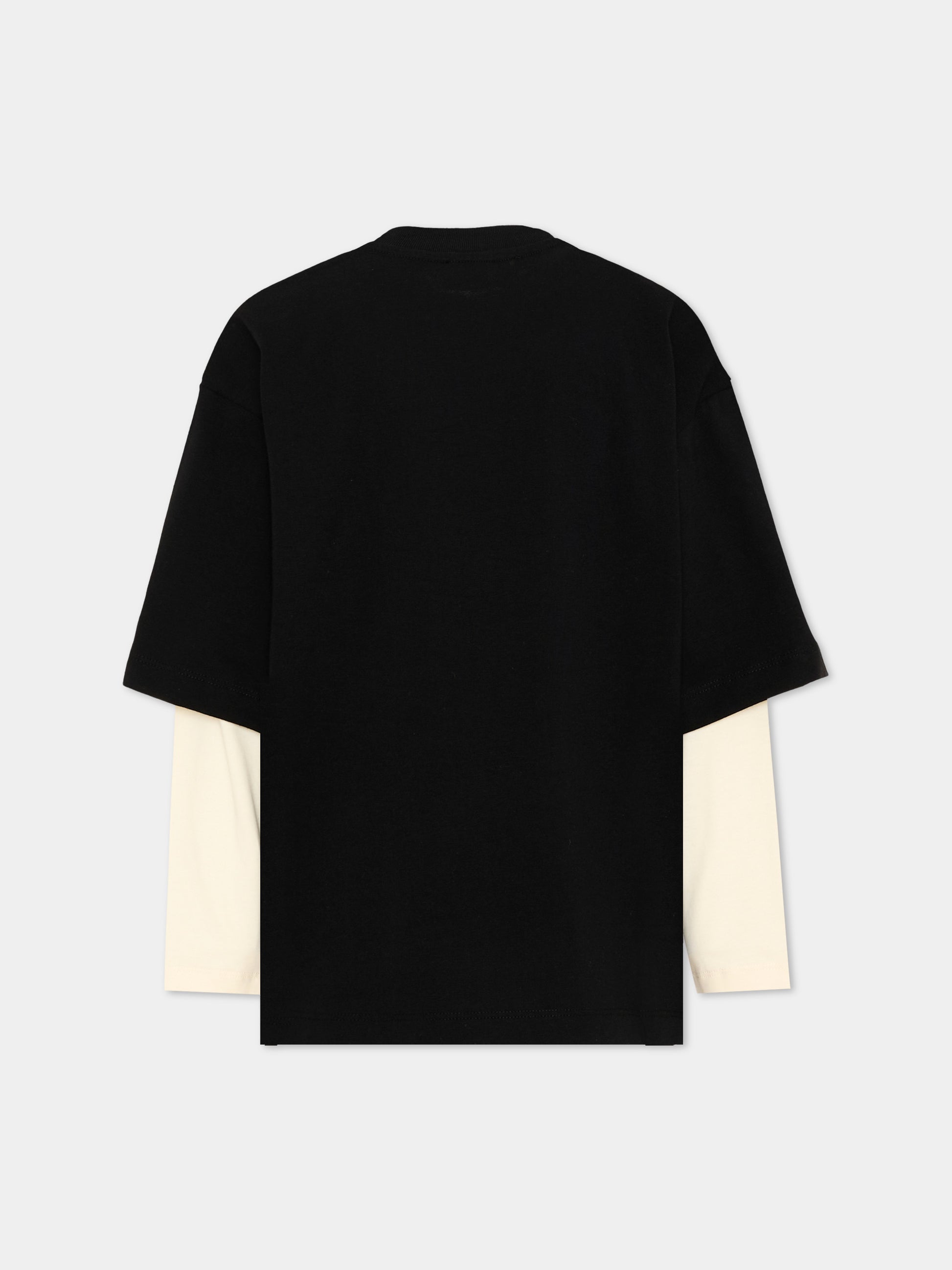 T-Shirt nera per bambino con orsetto,Barrow,F6BKJBTH090 110