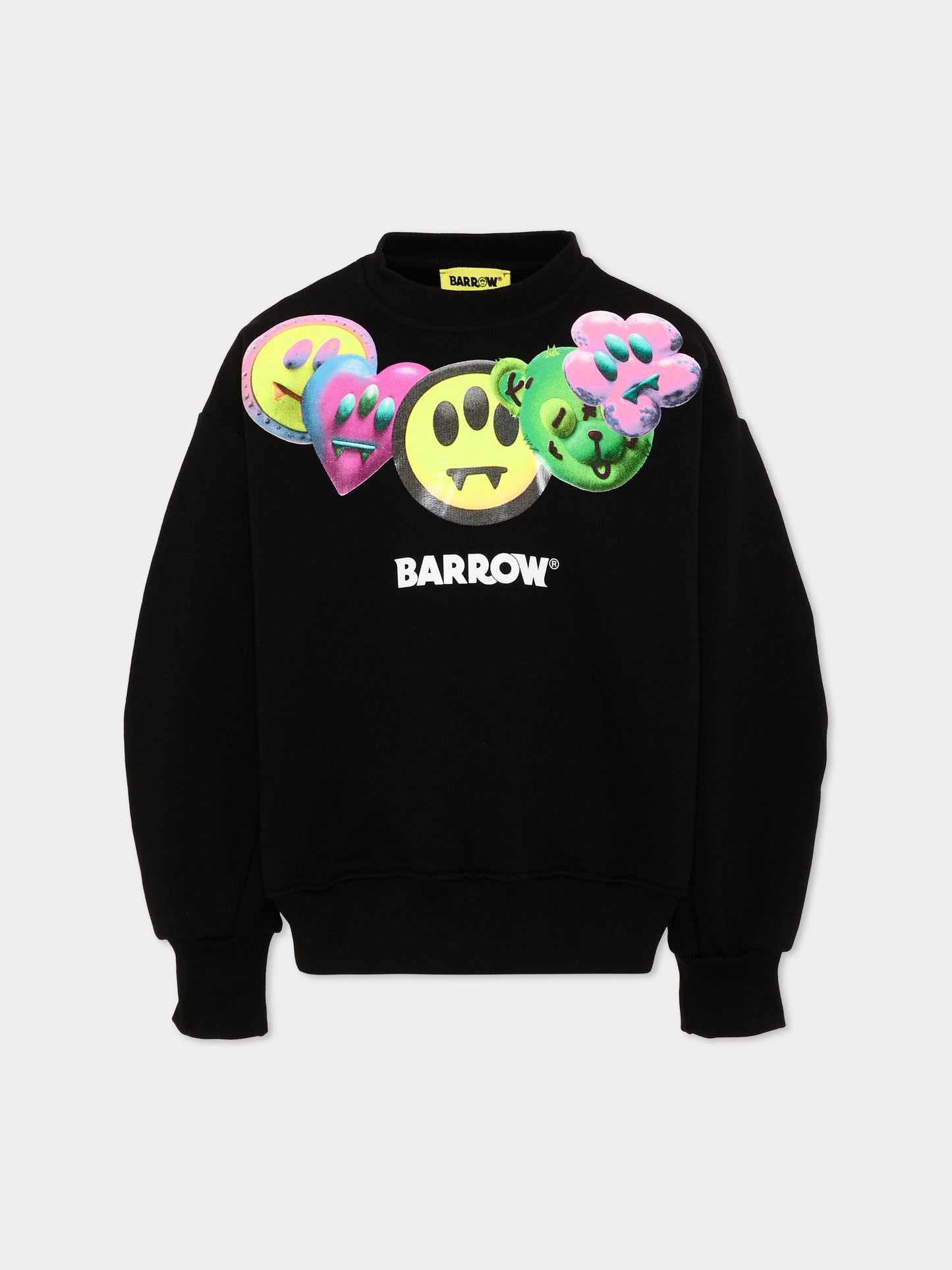 Felpa nera per bambina con smile,Barrow,F6BKJGSW170 110