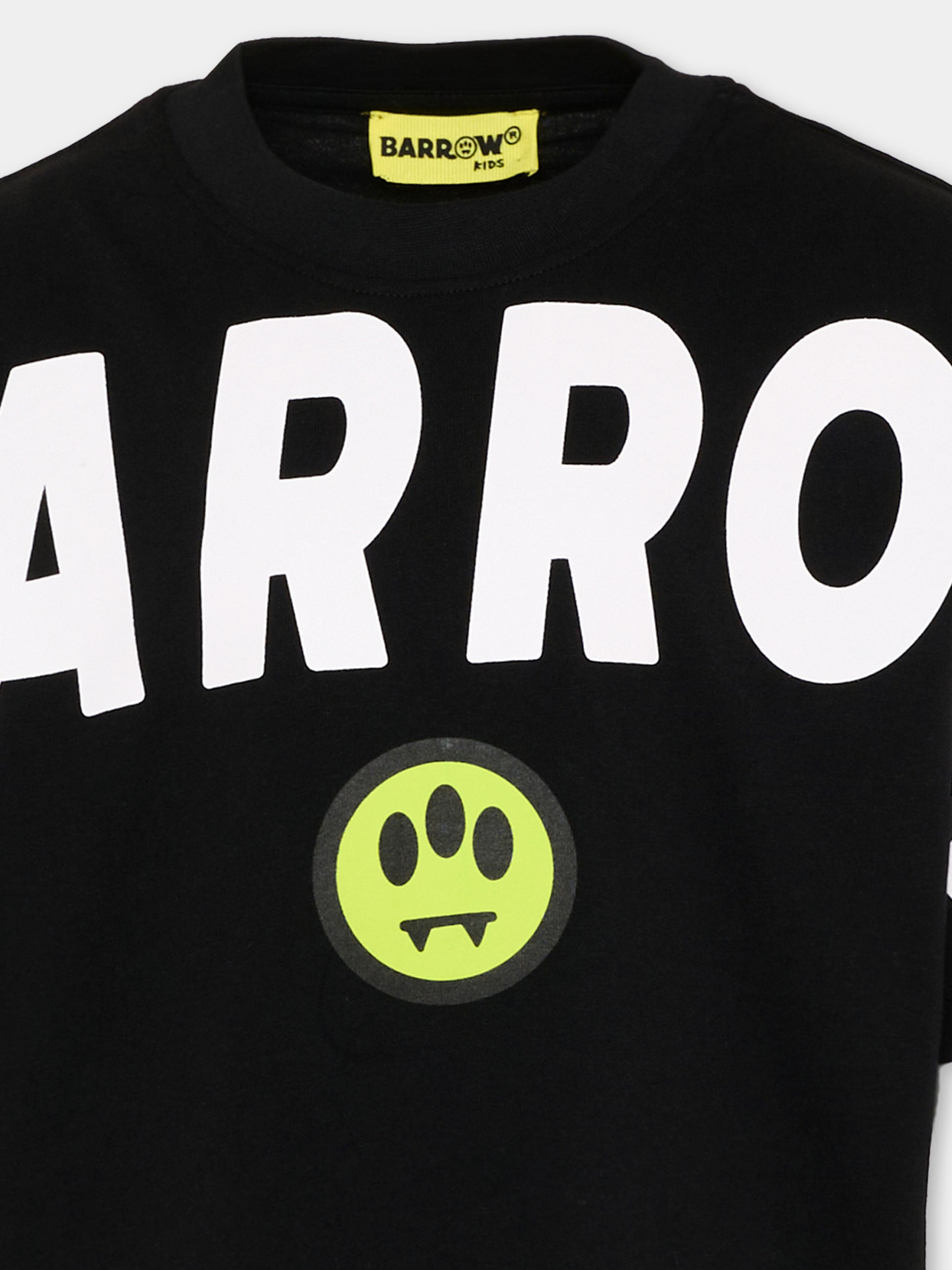 T-shirt nera per bambina con logo,Barrow,F6BKJGTH011 110