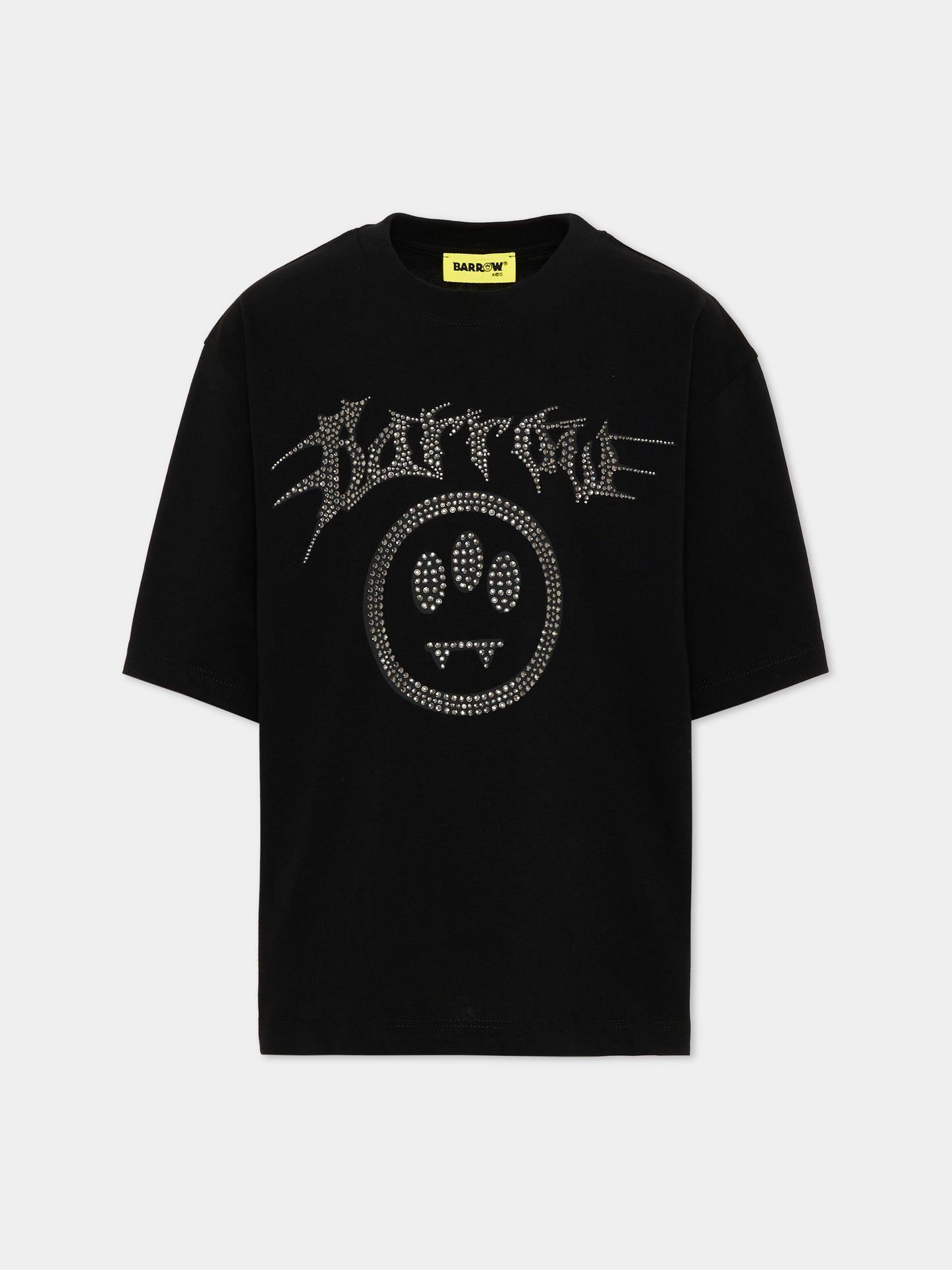 T-Shirt nera per bambina con logo,Barrow,F6BKJGTH142 110