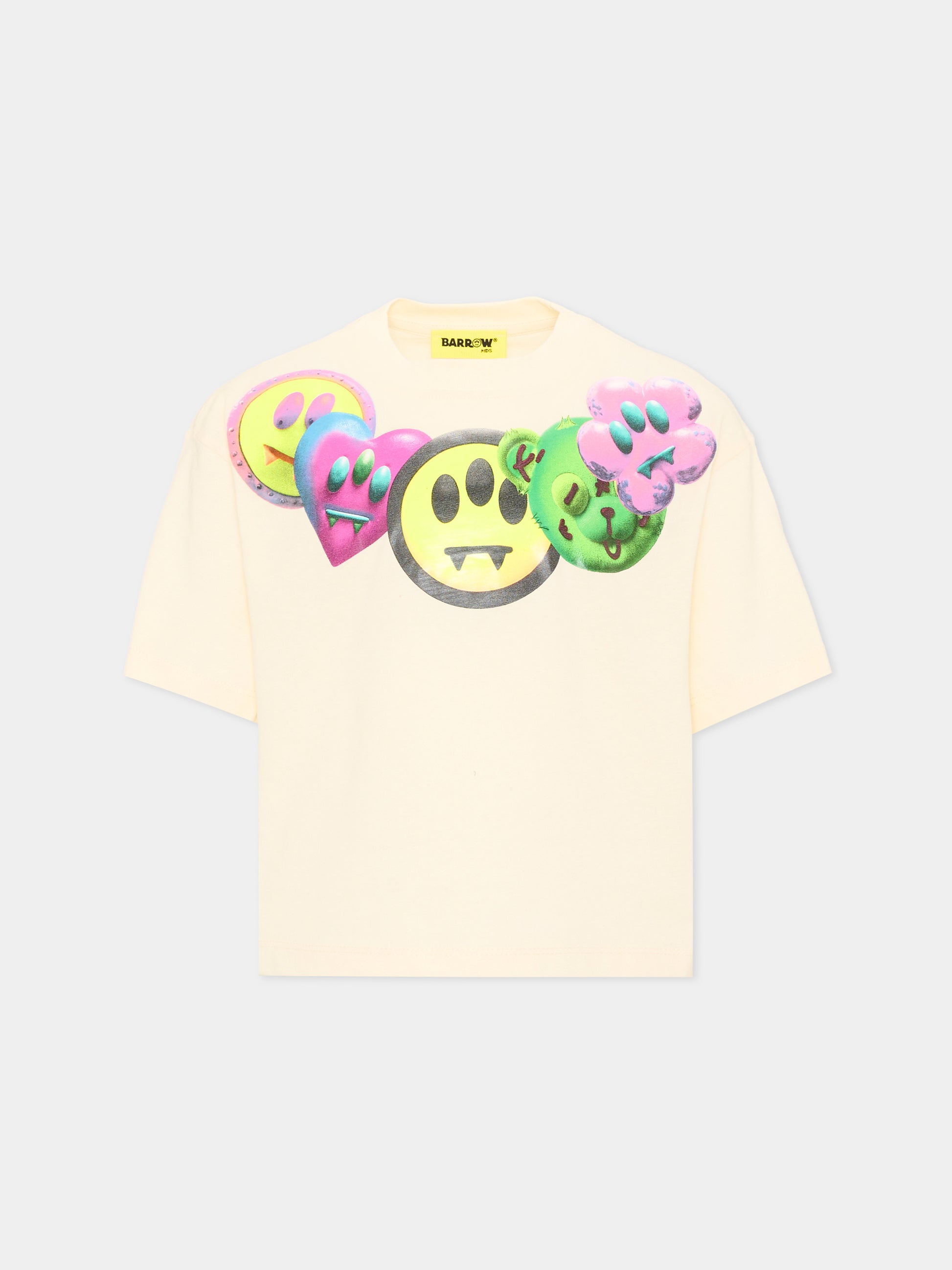 T-Shirt avorio per bambina con smile,Barrow,F6BKJGTH172 013
