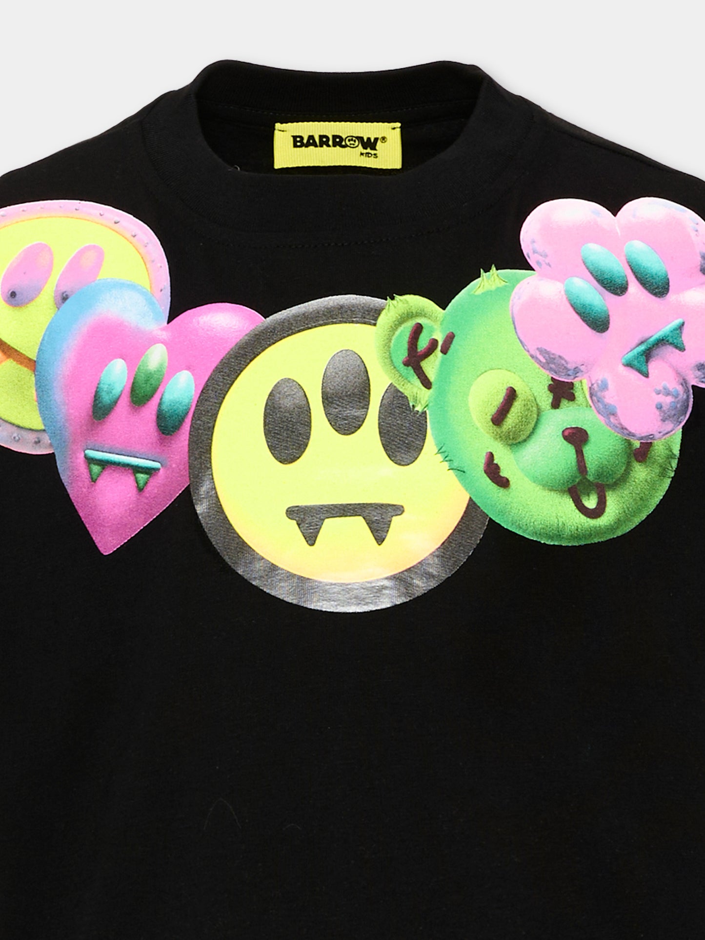 T-Shirt nera per bambina con smile,Barrow,F6BKJGTH172 110
