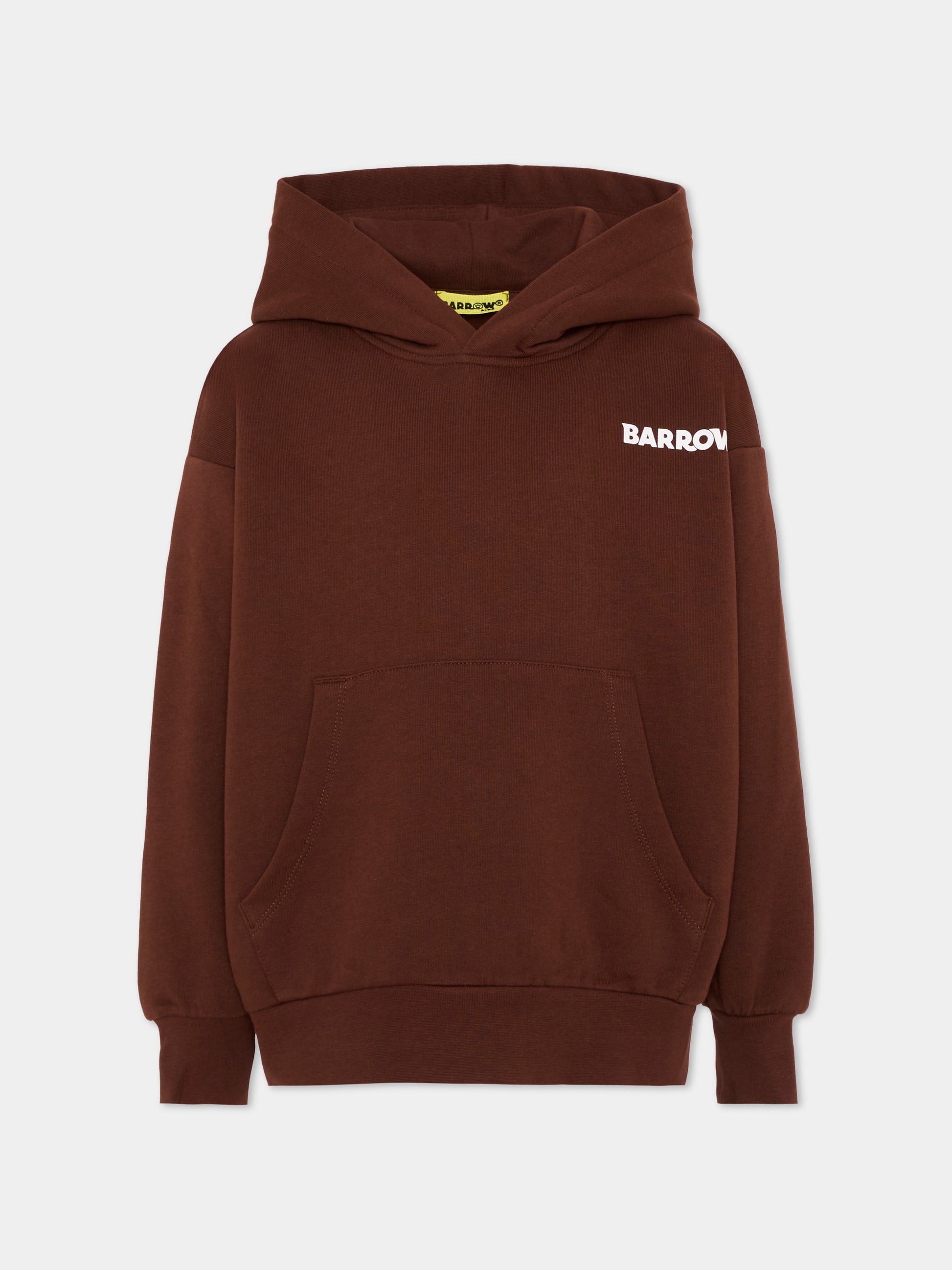 Felpa con cappuccio marrone con logo,Barrow,F6BKJUHS015 408