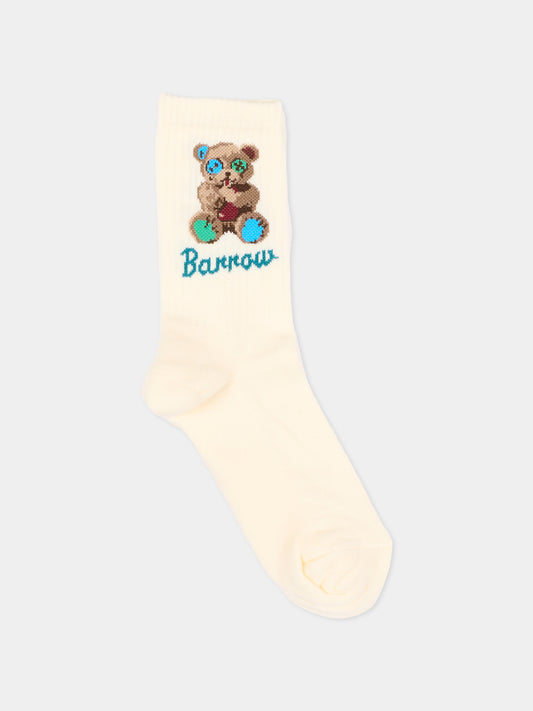 Calza Spugna avorio per bambini con logo,Barrow,F6BKJUSO093 013