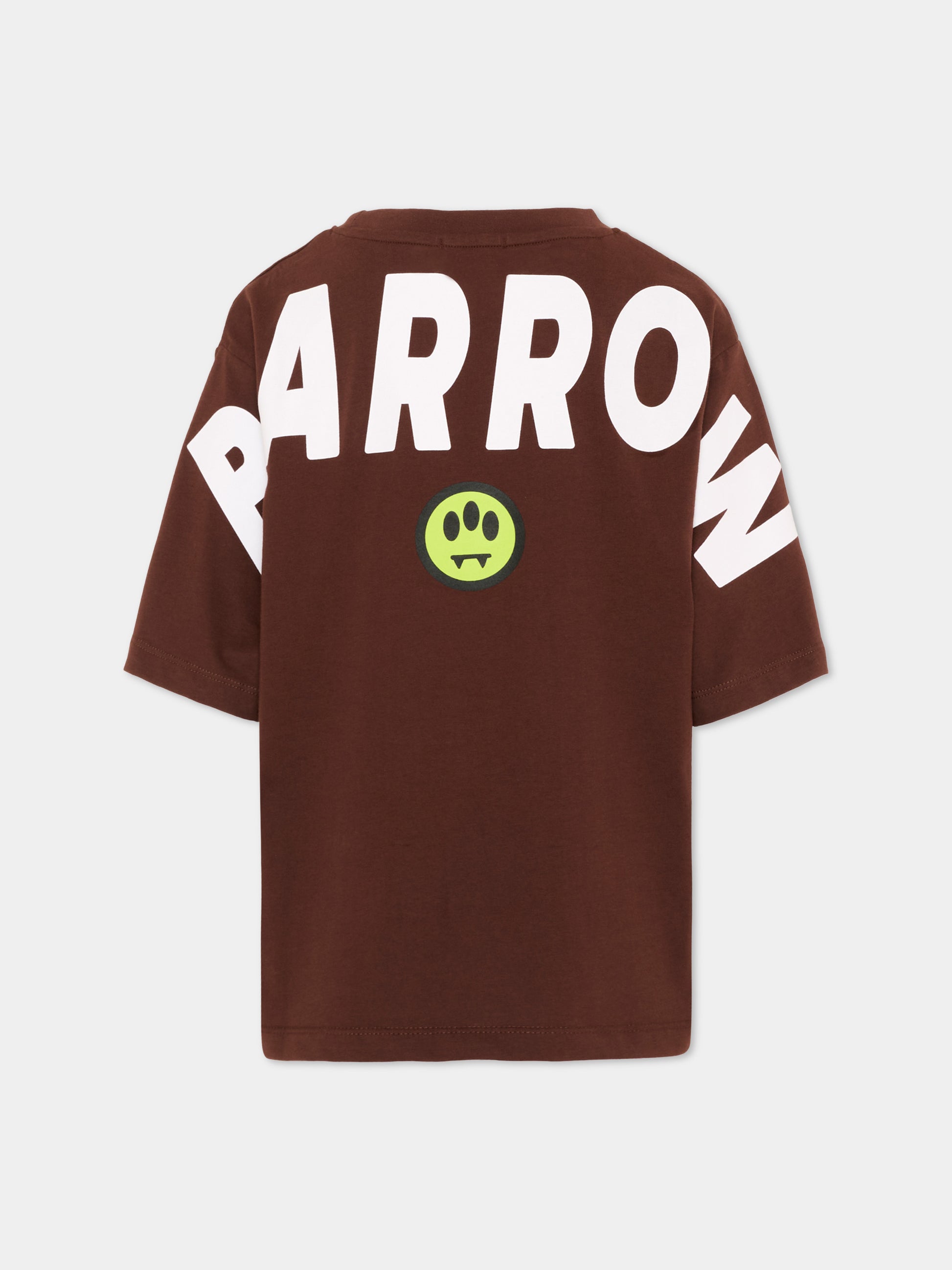 T-shirt marrone per bambini con logo,Barrow,F6BKJUTH012 408