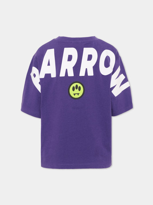 T-shirt viola per bambina con logo,Barrow,F6BKJUTH012 410