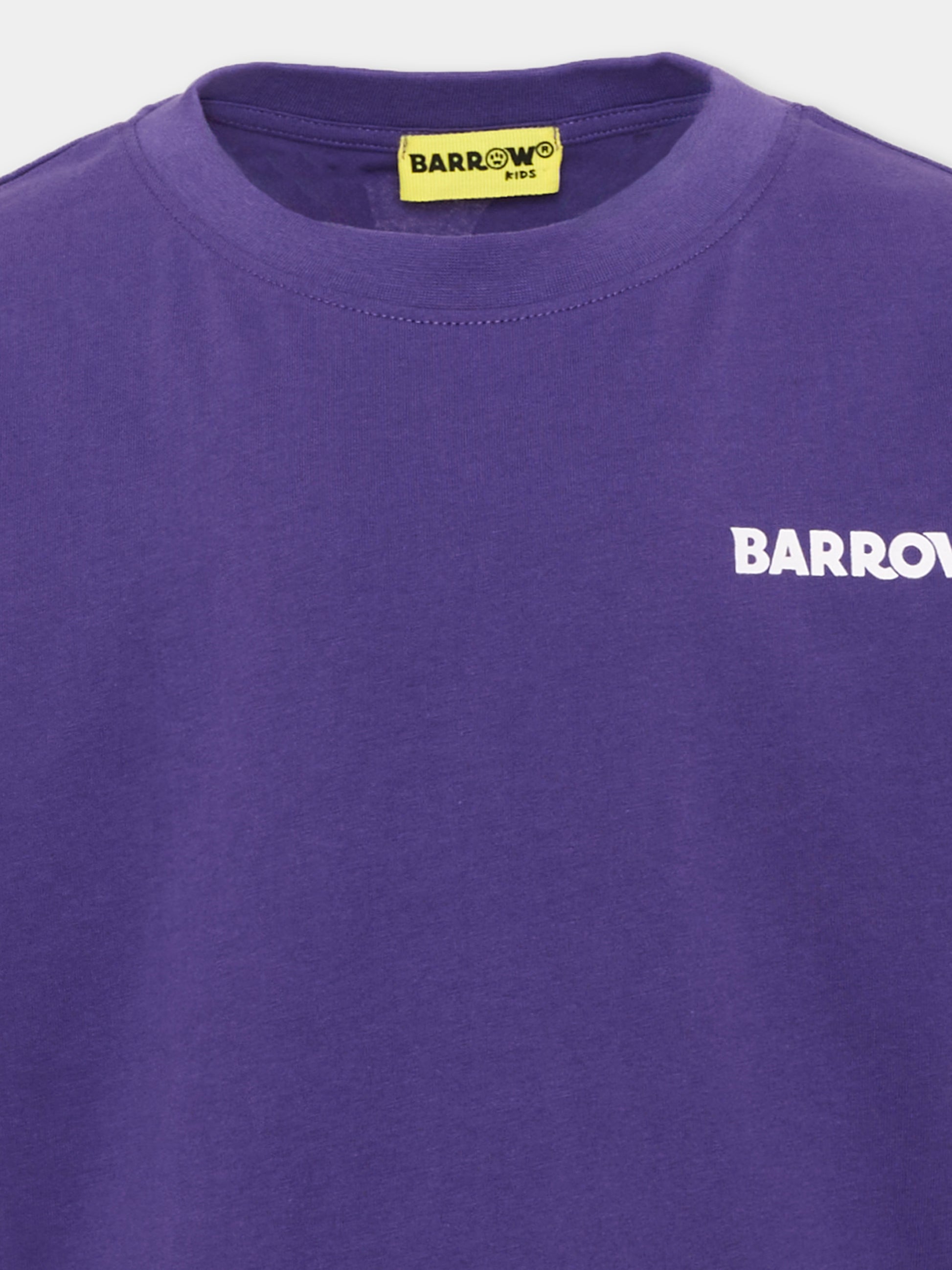 T-shirt viola per bambina con logo,Barrow,F6BKJUTH012 410