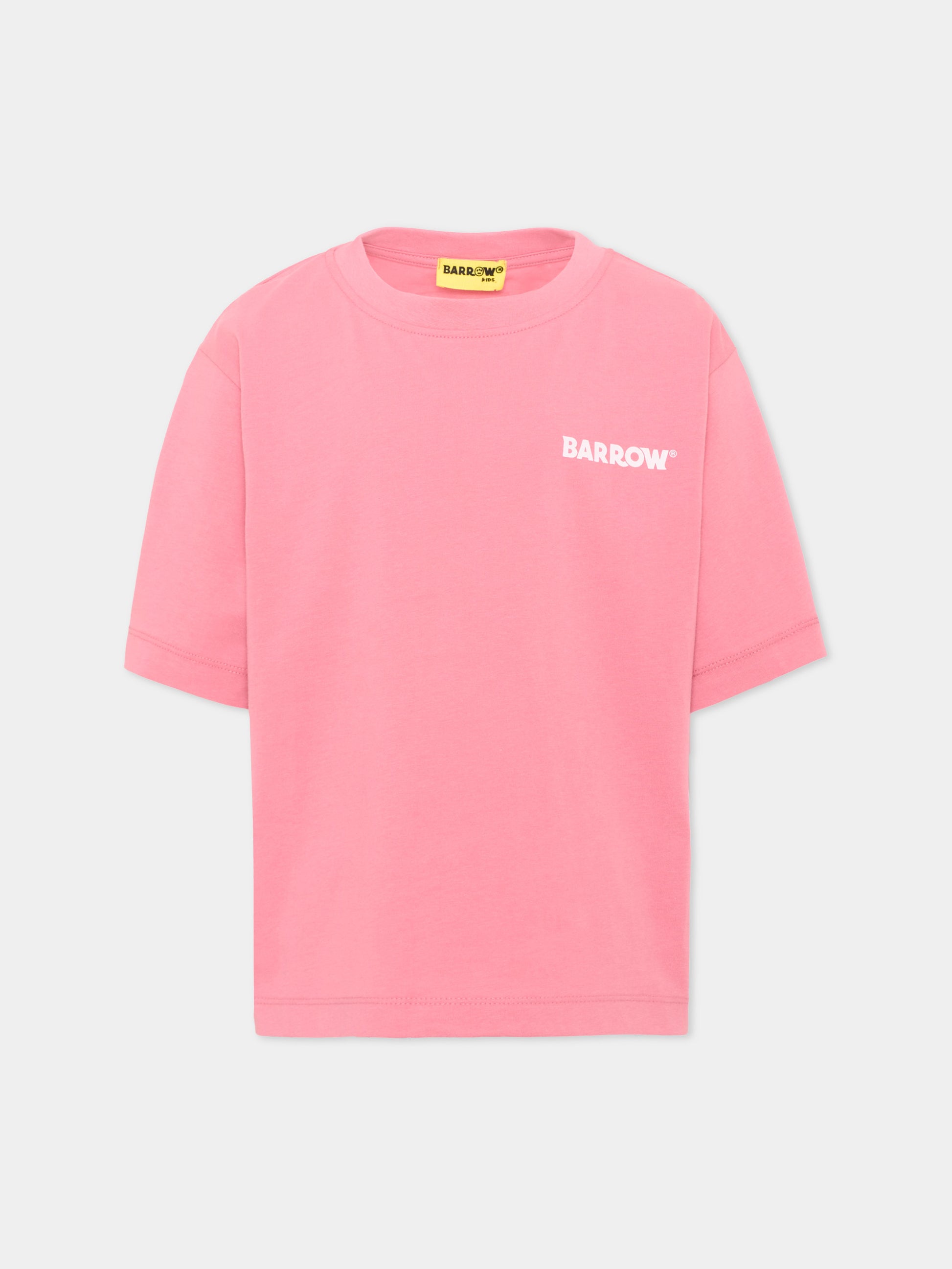 T-shirt rosa per bambina con stampa,Barrow,F6BKJUTH033 409