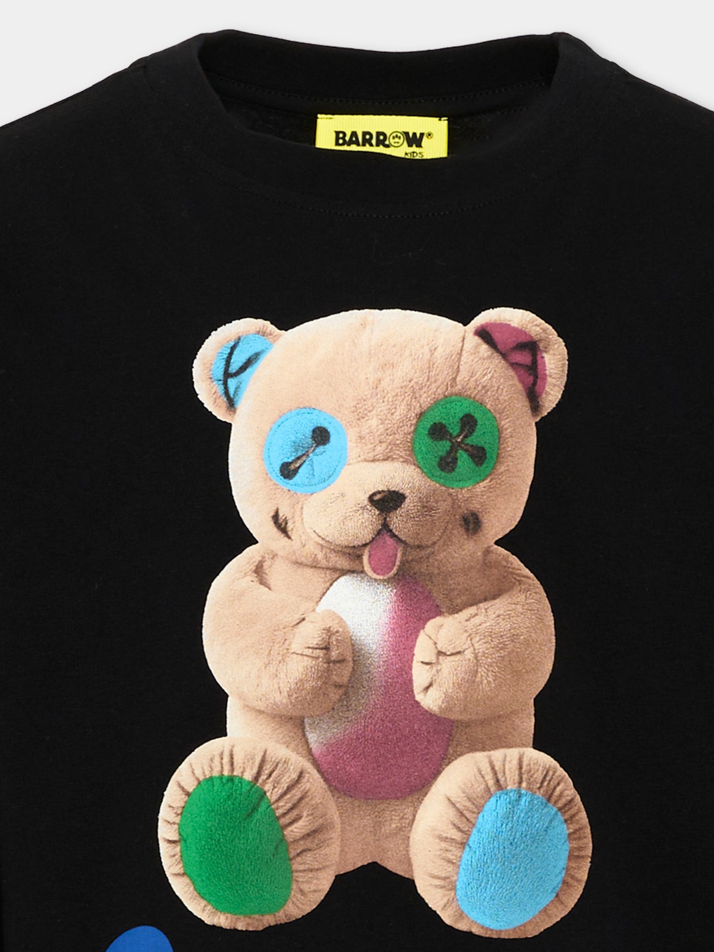 T-Shirt nera per bambini con orsetto,Barrow,F6BKJUTH059 110