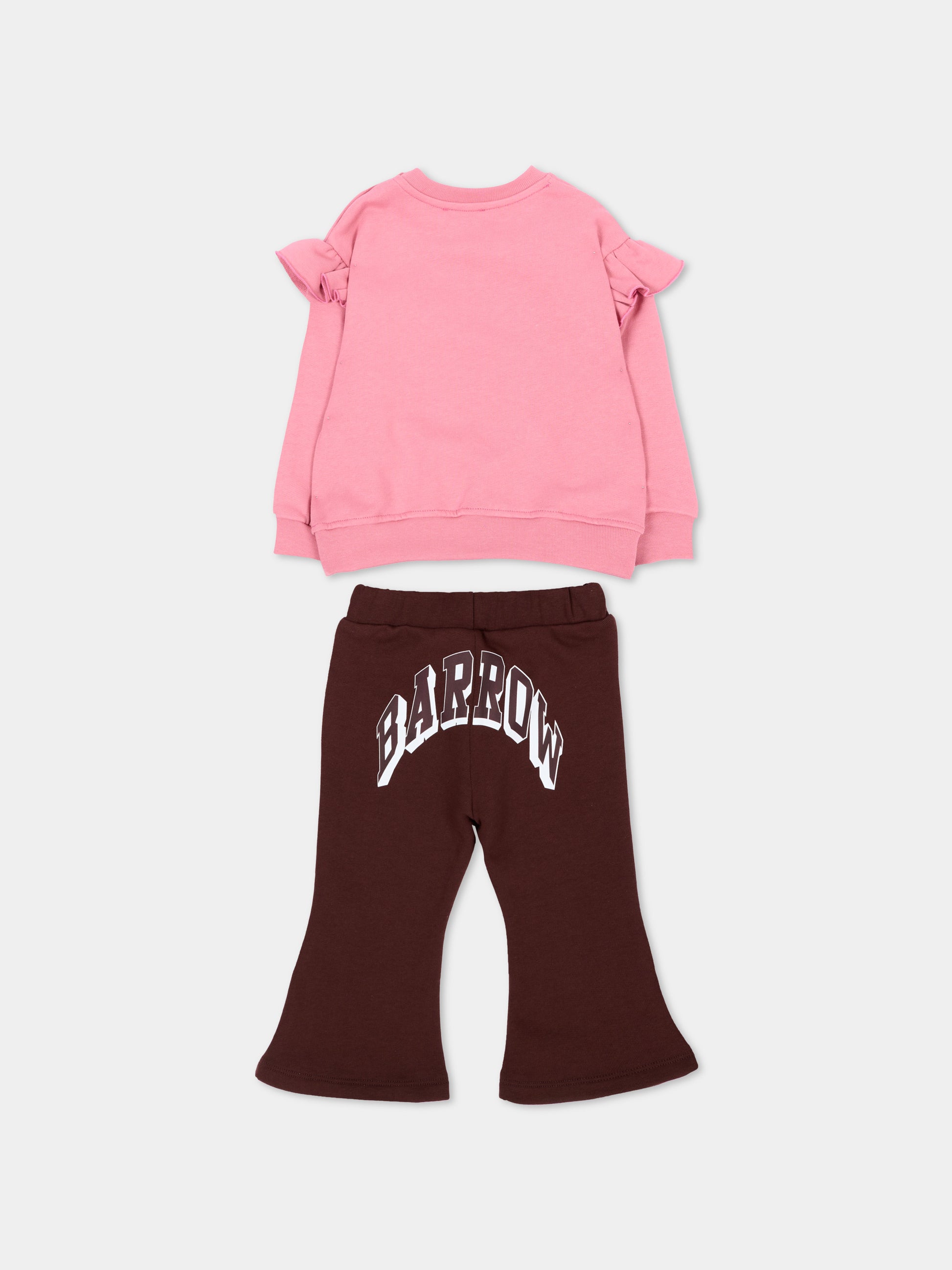 Completo sportivo rosa per neonata con logo,Barrow,F6BKNGSL196 409/408