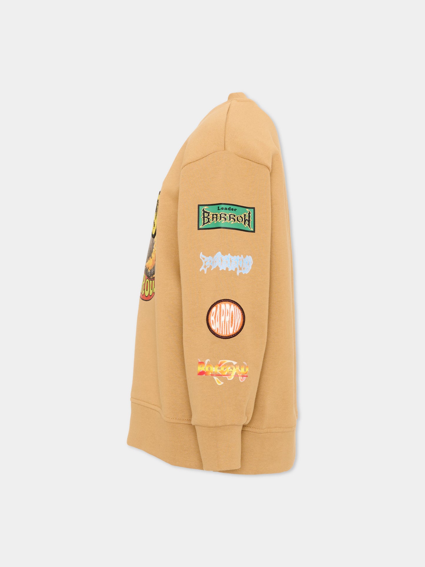 Felpa beige per bambino con orsetto,Barrow,F6BKJBSW100 413