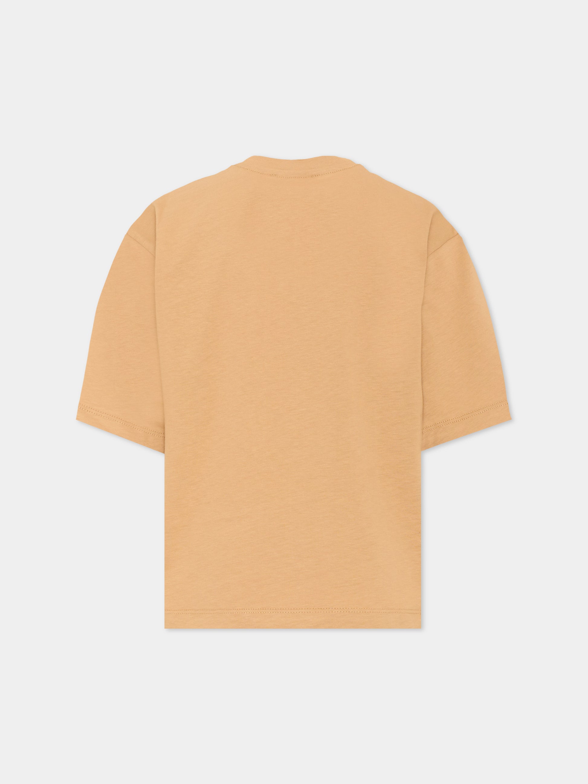 T-Shirt beige per bambino con orsetto,Barrow,F6BKJBTH103 413