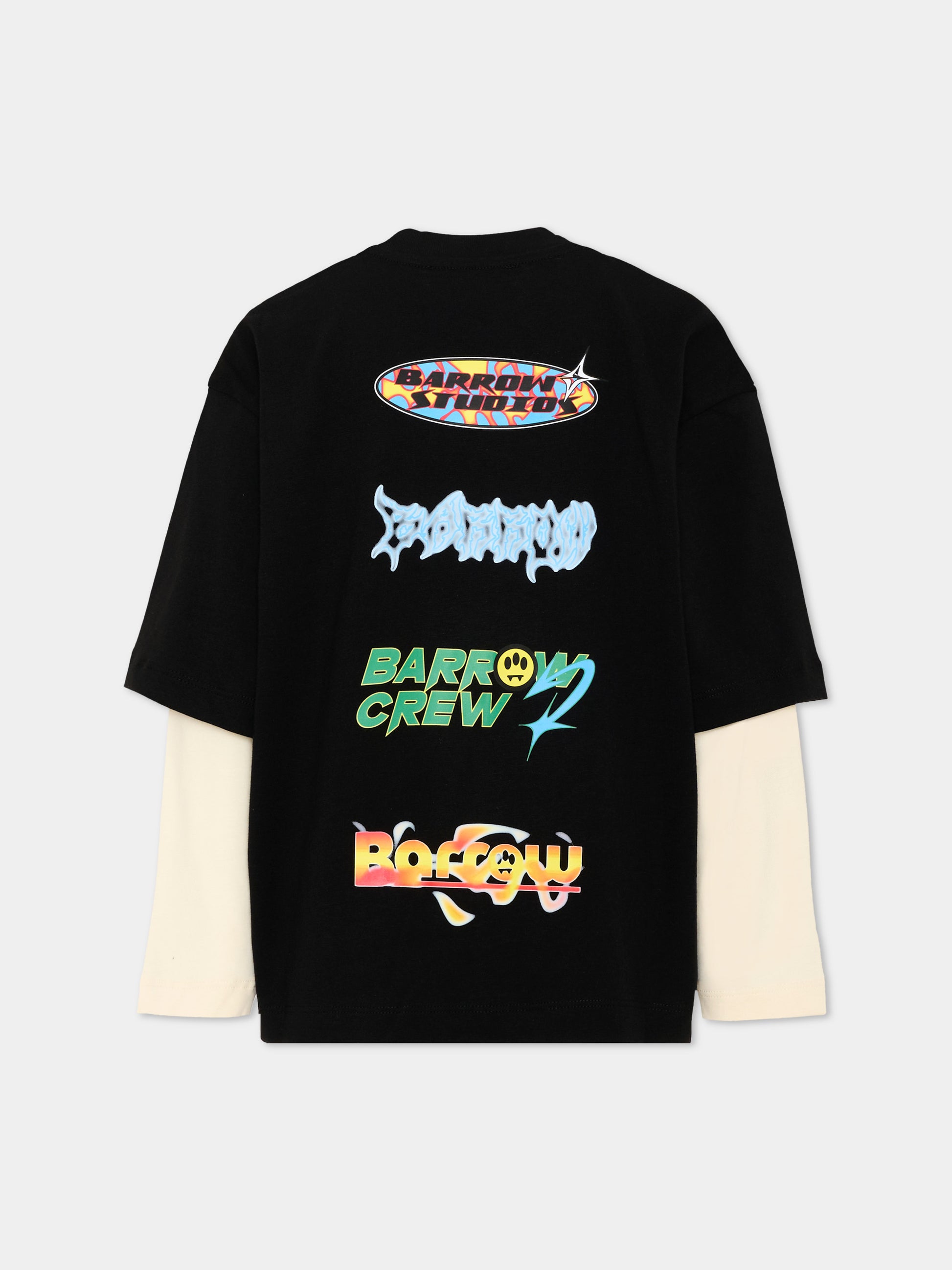 T-Shirt nera per bambino con logo,Barrow,F6BKJBTH107 110