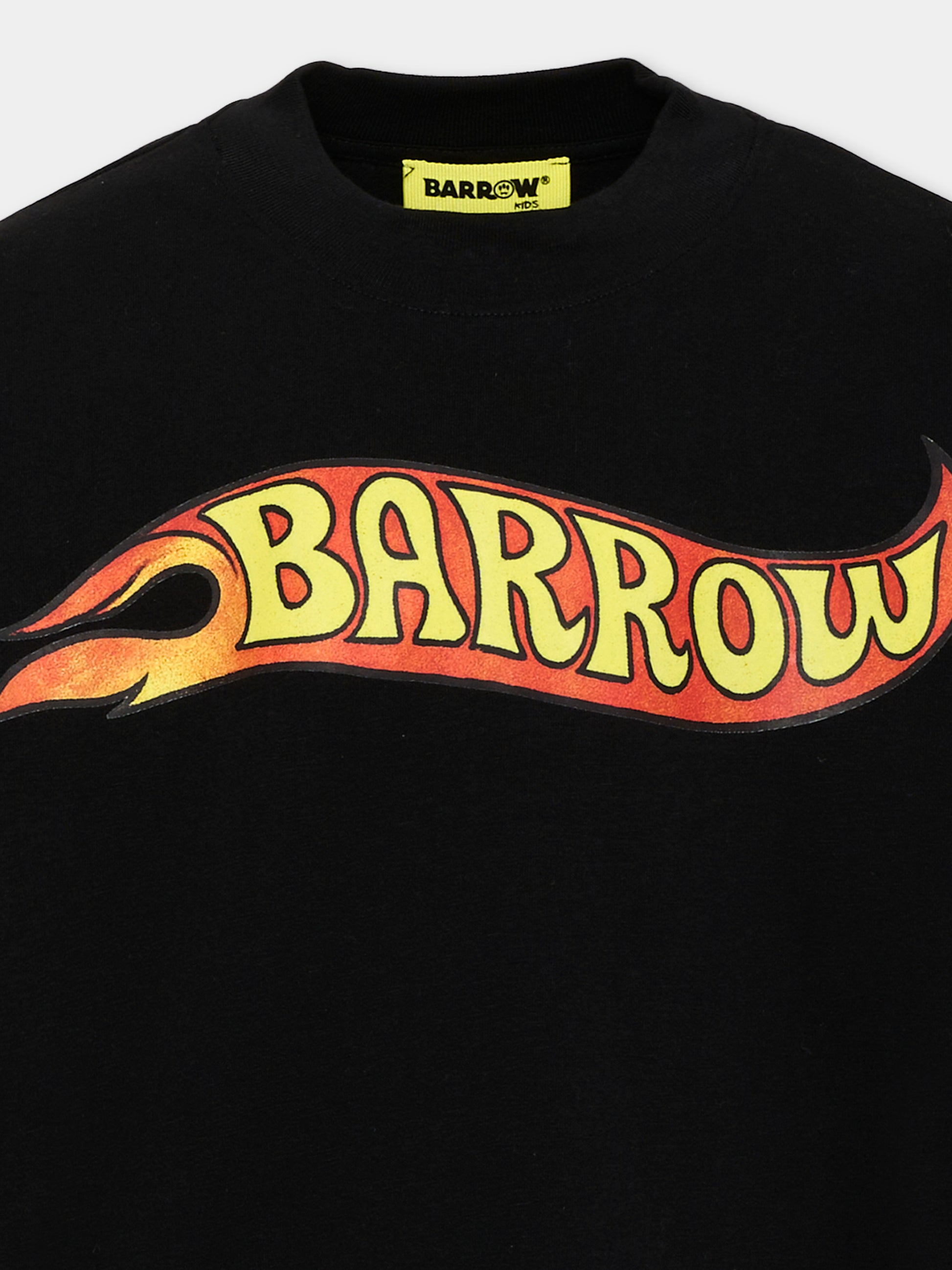 T-Shirt nera per bambino con logo,Barrow,F6BKJBTH107 110