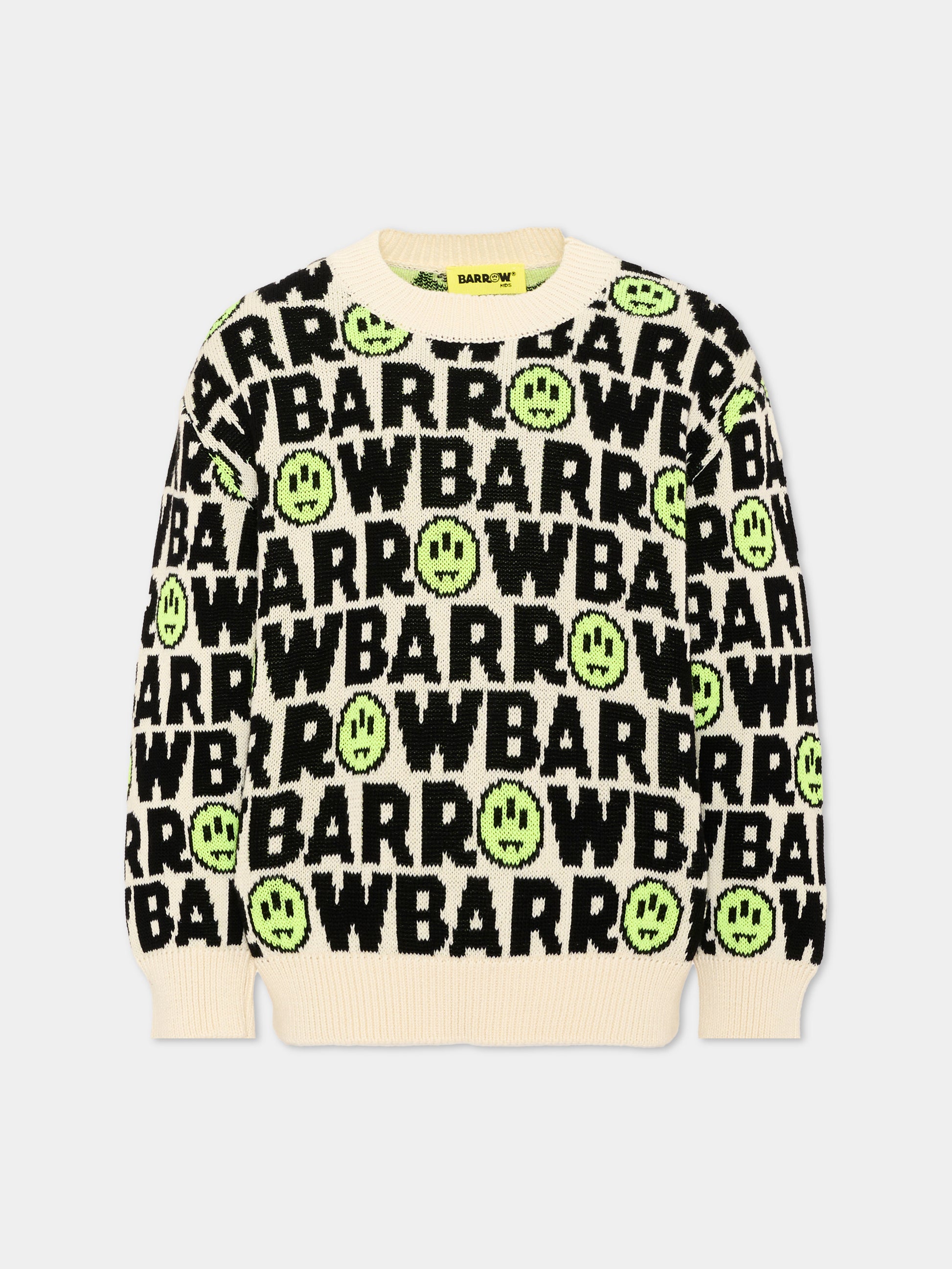 Maglione avorio per bambini con logo,Barrow,F6BKJUJP047 013