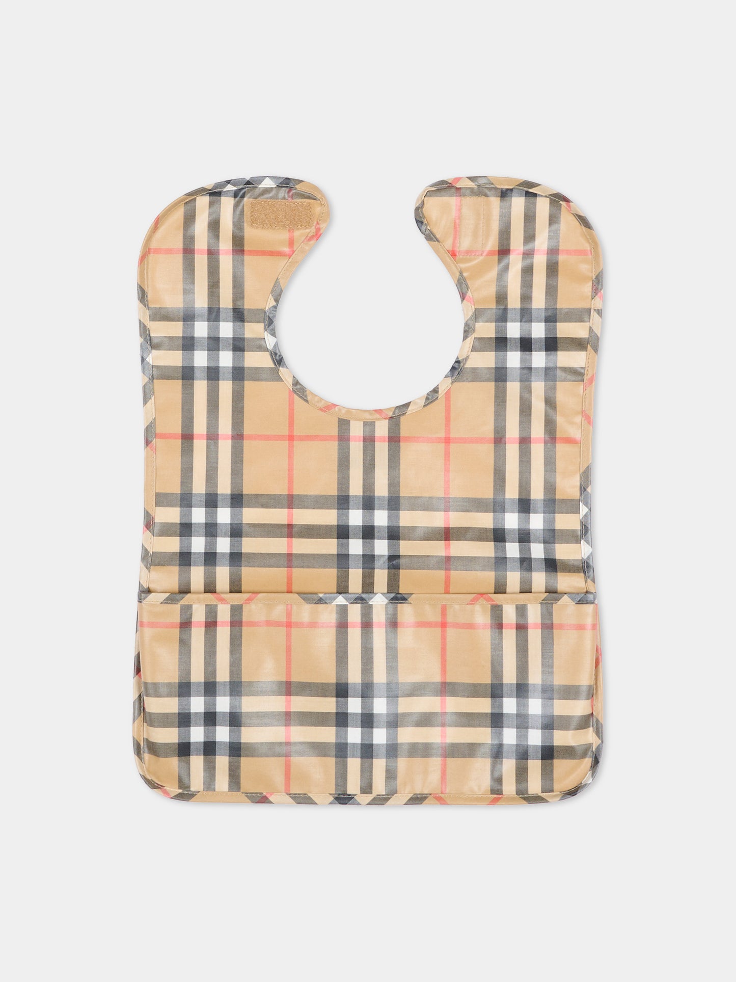 Bavaglino beige per neonati con check vintage,Burberry Kids,8120523 B9368