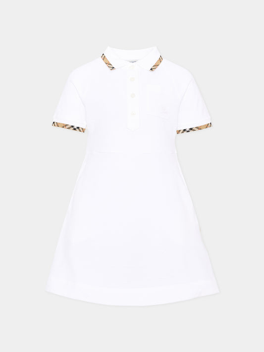 Vestito bianco per bambina con cavaliere equestre,Burberry Kids,8126330 A1464