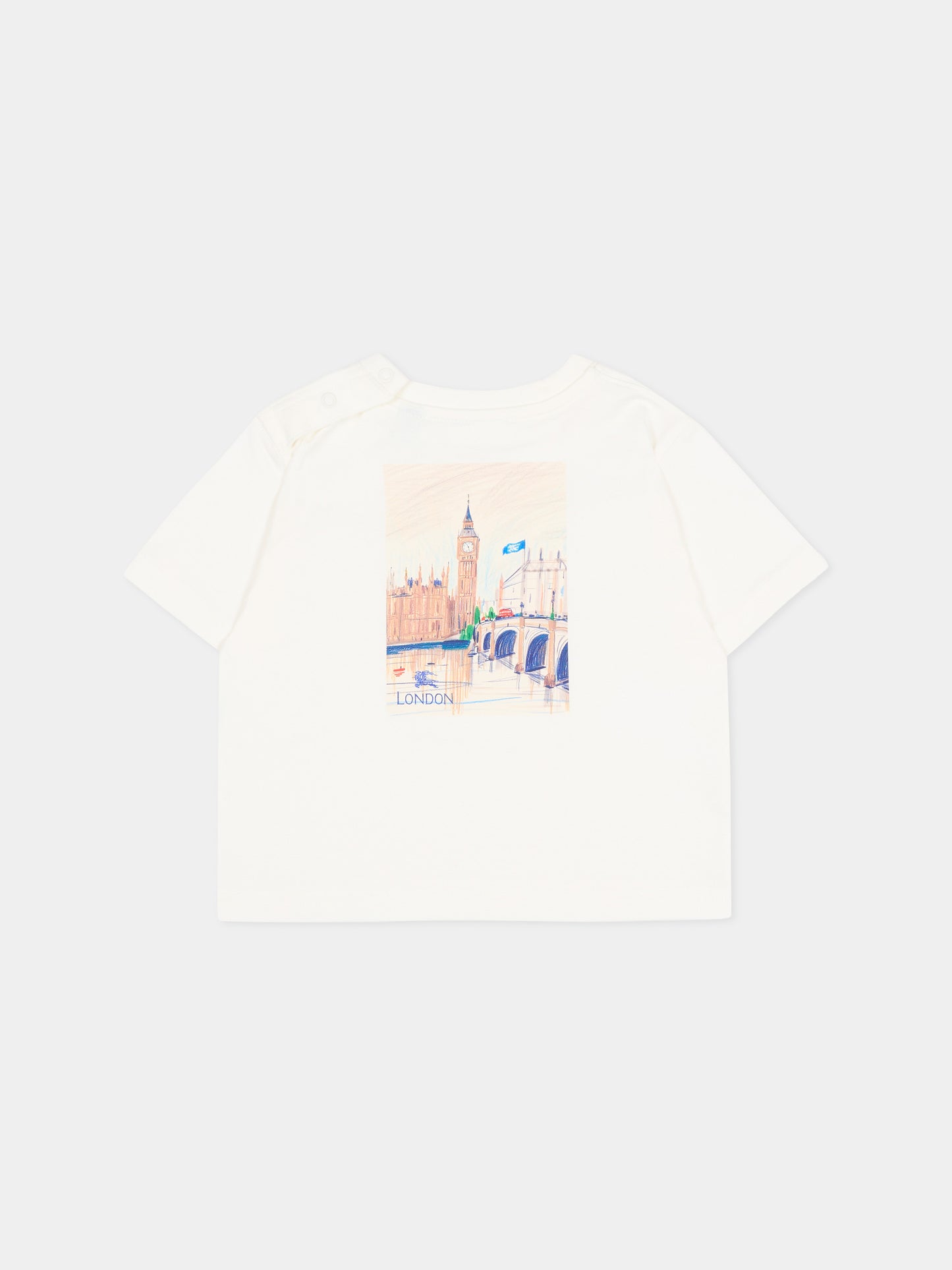 T-Shirt avorio per neonati con logo,Burberry Kids,8128138 A2014