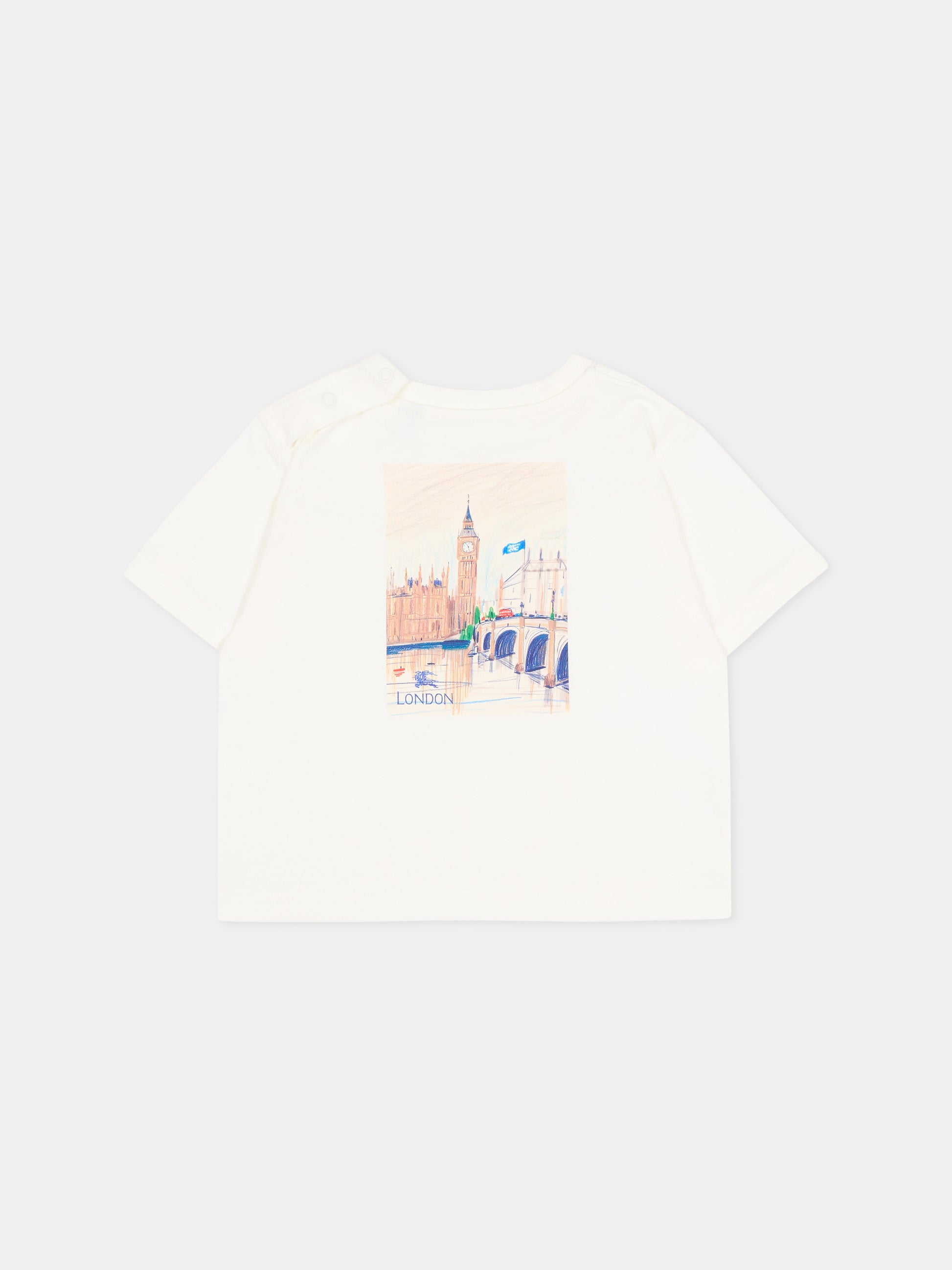 T-Shirt avorio per neonati con logo,Burberry Kids,8128138 A2014