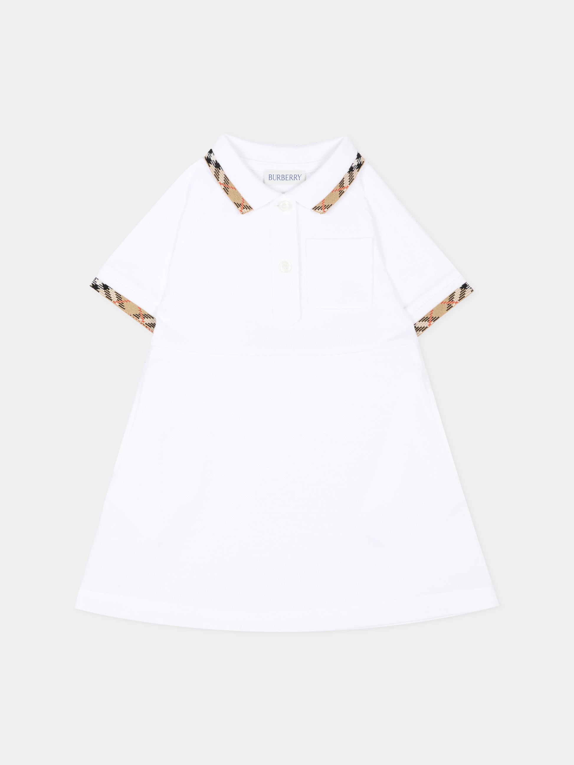 Vestito bianco per neonata con cavaliere equestre,Burberry Kids,8129884 A1464