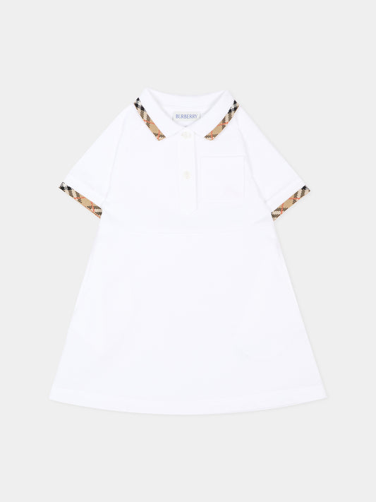 Vestito bianco per neonata con cavaliere equestre,Burberry Kids,8129884 A1464
