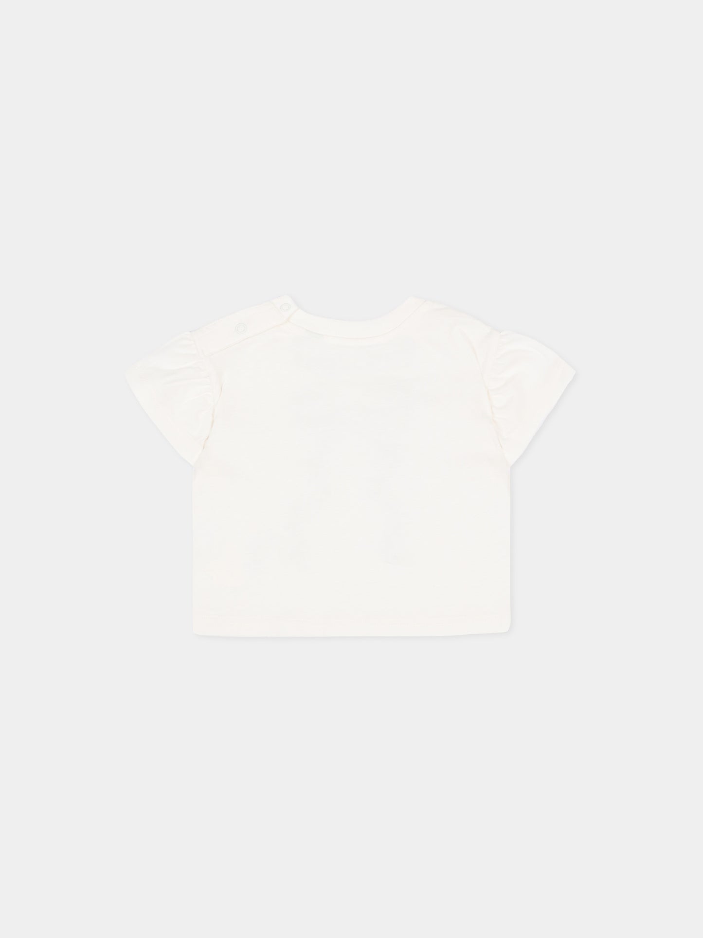 Ivory T-shirt for Baby Girl with vintage check bow