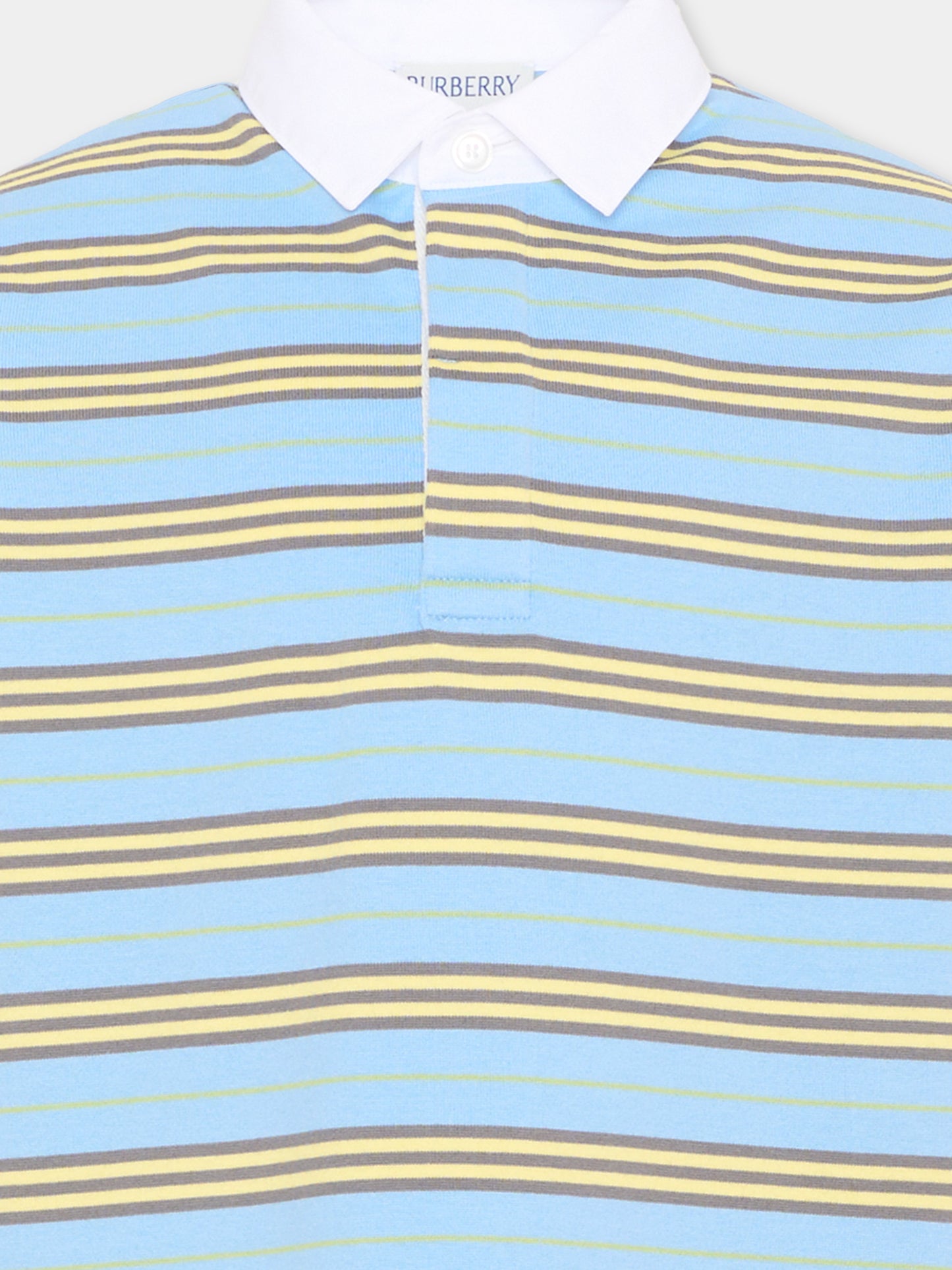 Polo celeste a righe per bambino con logo,Burberry Kids,8126360 A6812