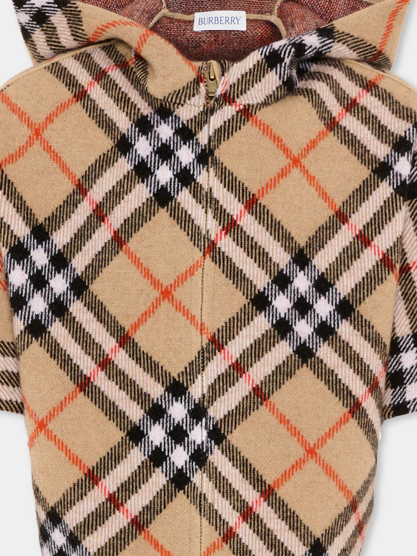 Cappa beige per bambini con Check Vintage,Burberry Kids,8131862 B9368