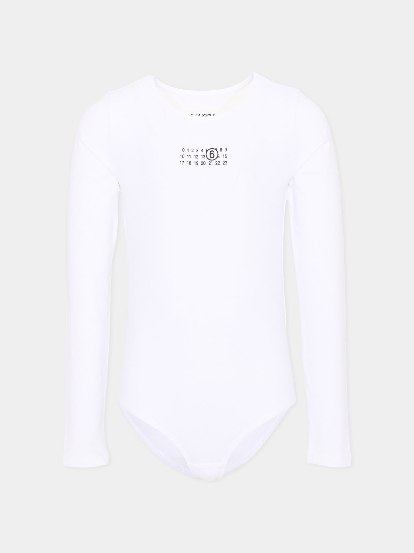 Body bianco per bambina con logo nero,Mm6 Maison Margiela,M60911 MM06L M6100