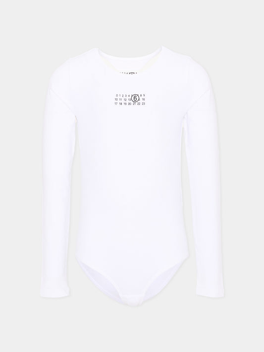 Body bianco per bambina con logo nero,Mm6 Maison Margiela,M60911 MM06L M6100
