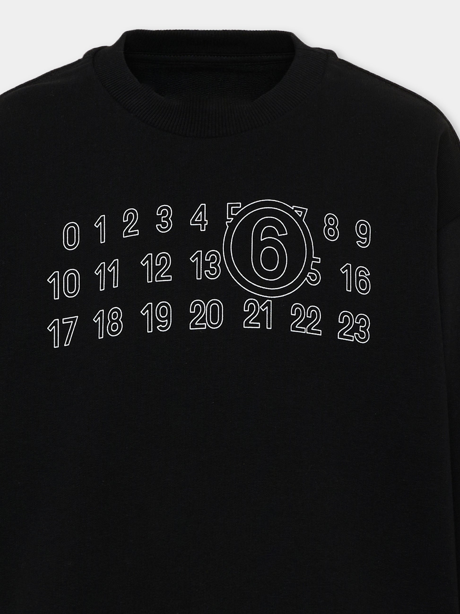 Felpa nera per bambini con logo,Mm6 Maison Margiela,M61116 MM02X M6900