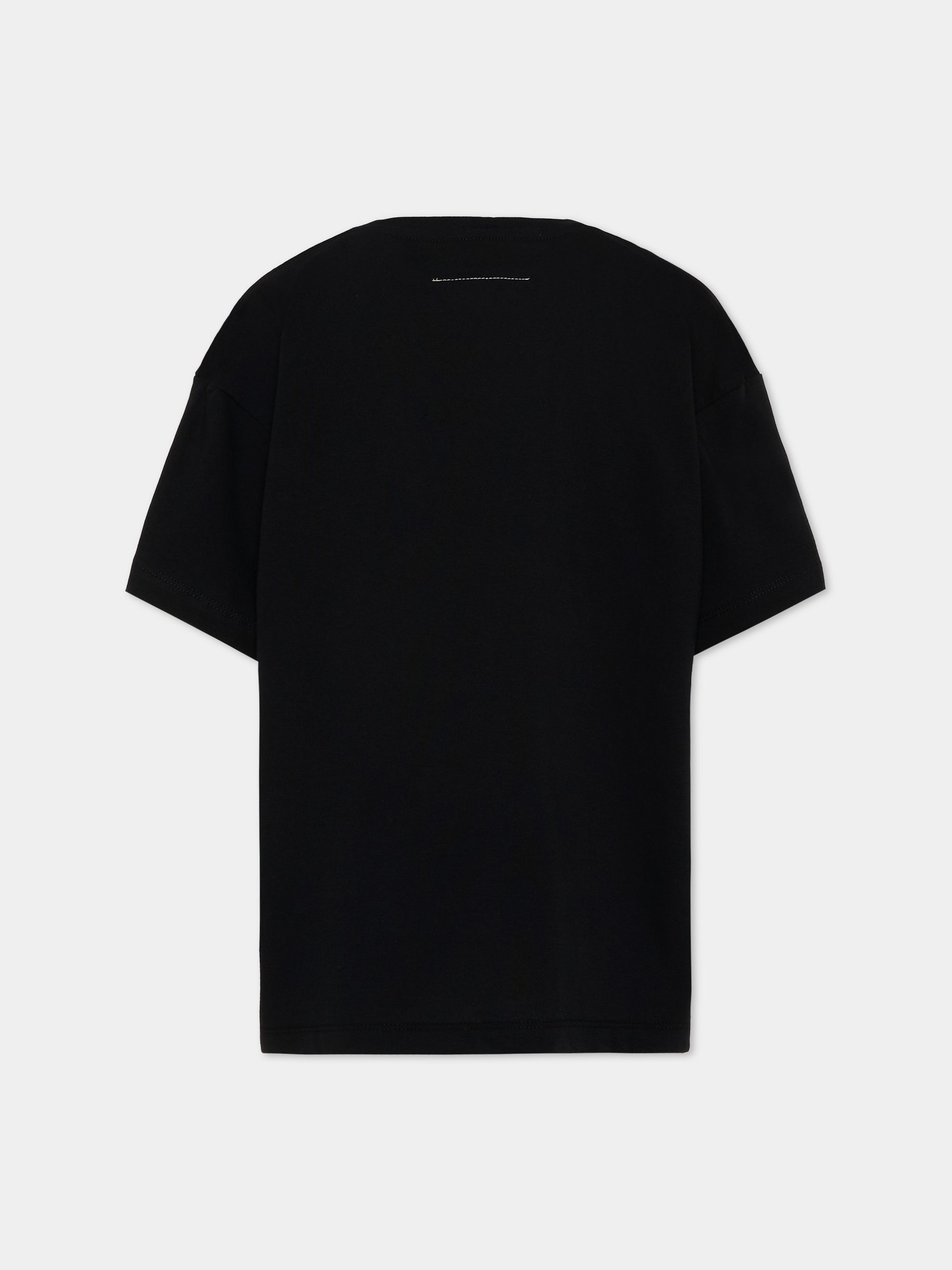 T-Shirt nera per bambini con logo,Mm6 Maison Margiela,M61117 MM02Y M6900