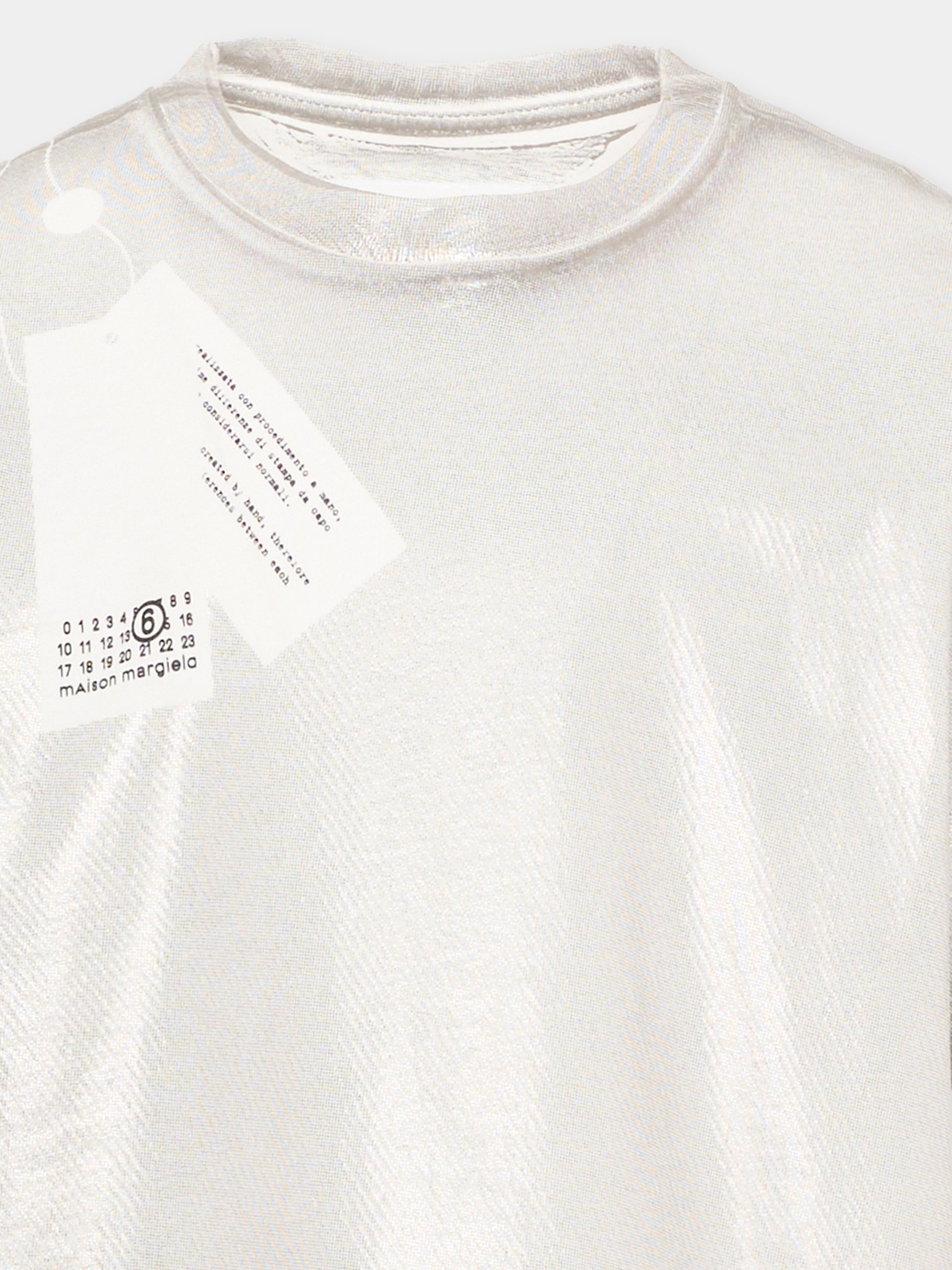T-Shirt argento per bambini con logo,Mm6 Maison Margiela,M61144 MM02Y M6912