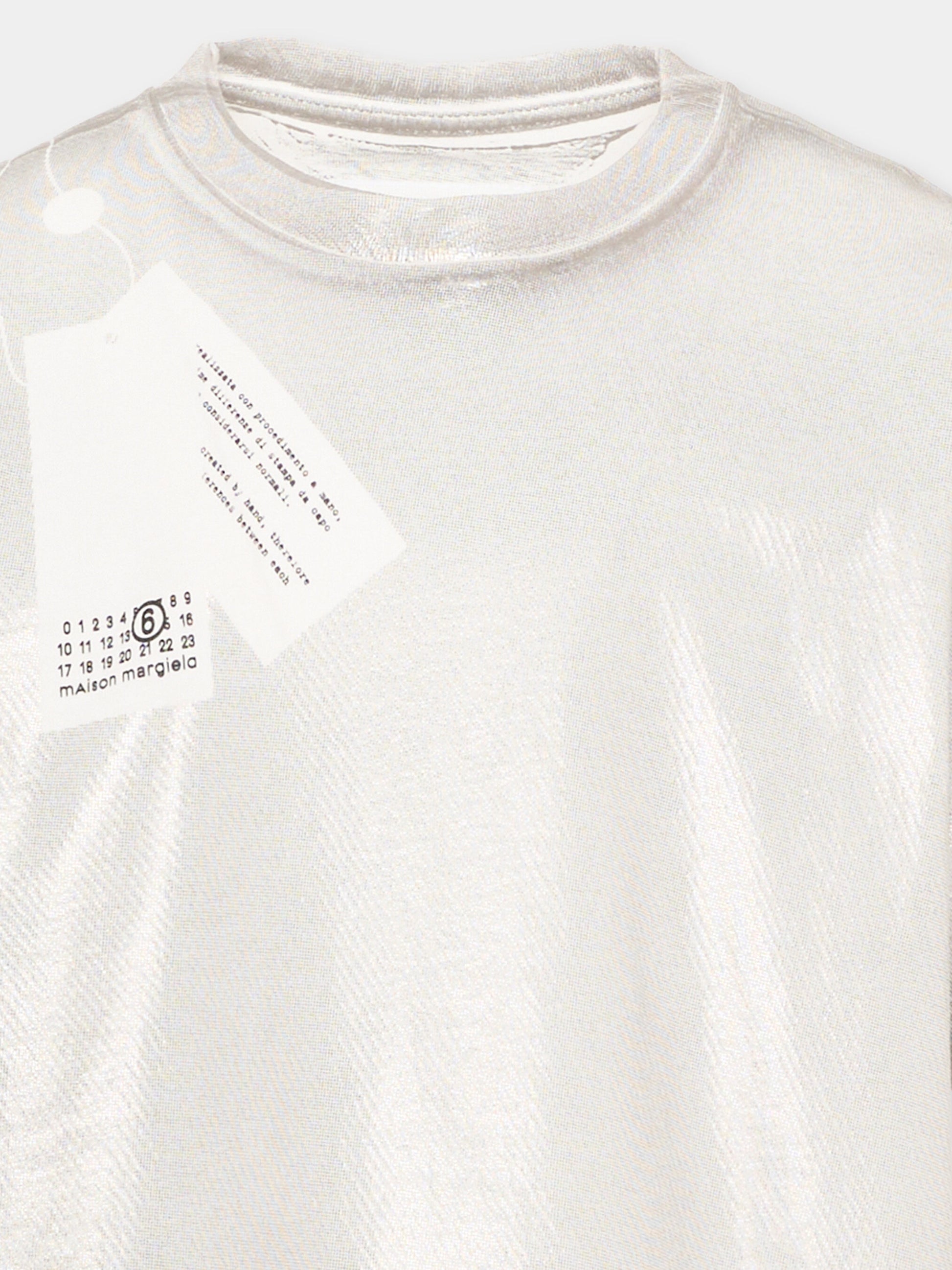 T-Shirt argento per bambini con logo,Mm6 Maison Margiela,M61144 MM02Y M6912