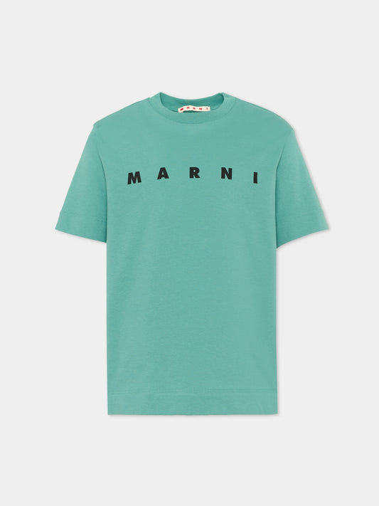 T-Shirt verde per bambini con logo,Marni Kids,M002MV M00RF 0M545