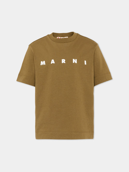 T-Shirt marrone per bambini con logo,Marni Kids,M002MV M00RF 0M721