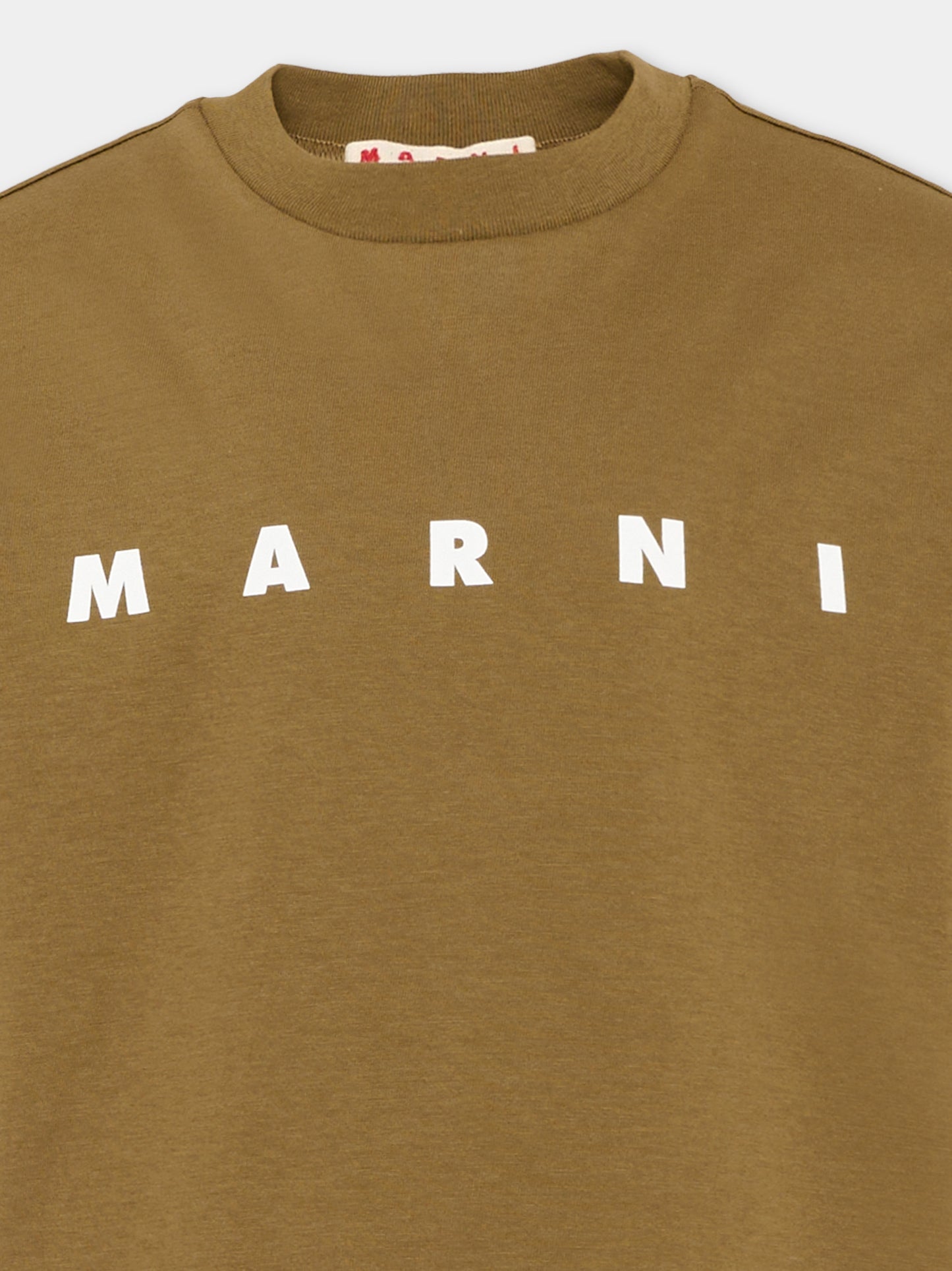 T-Shirt marrone per bambini con logo,Marni Kids,M002MV M00RF 0M721