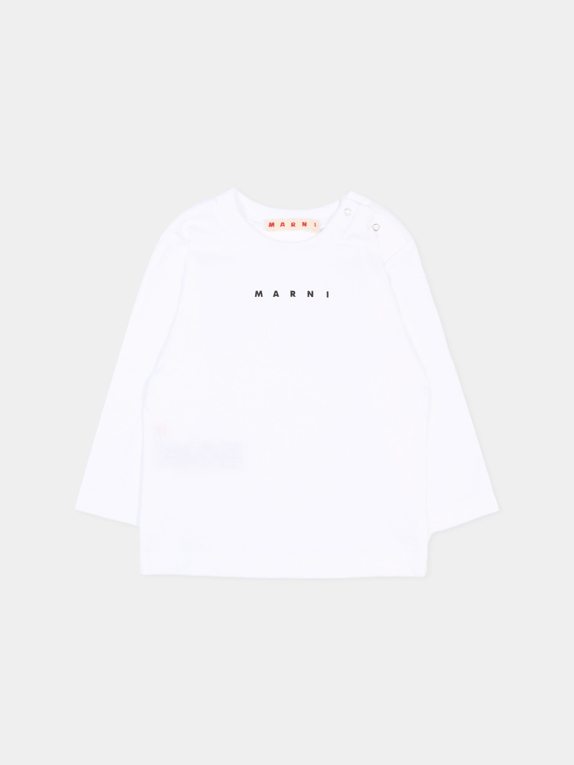 T-Shirt a manica lunga bianca per neonati con logo,Marni Kids,M01529 M00RF 0M100