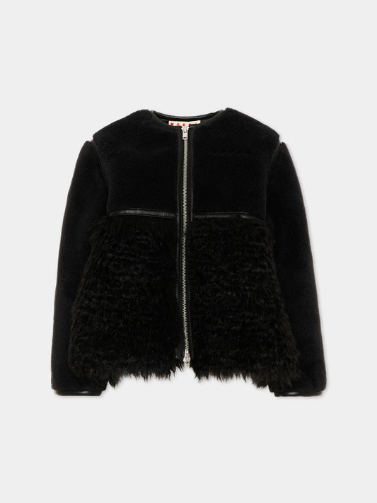 Ecopelliccia nera per bambina con zip,Marni Kids,M01930 M00U9 0M900