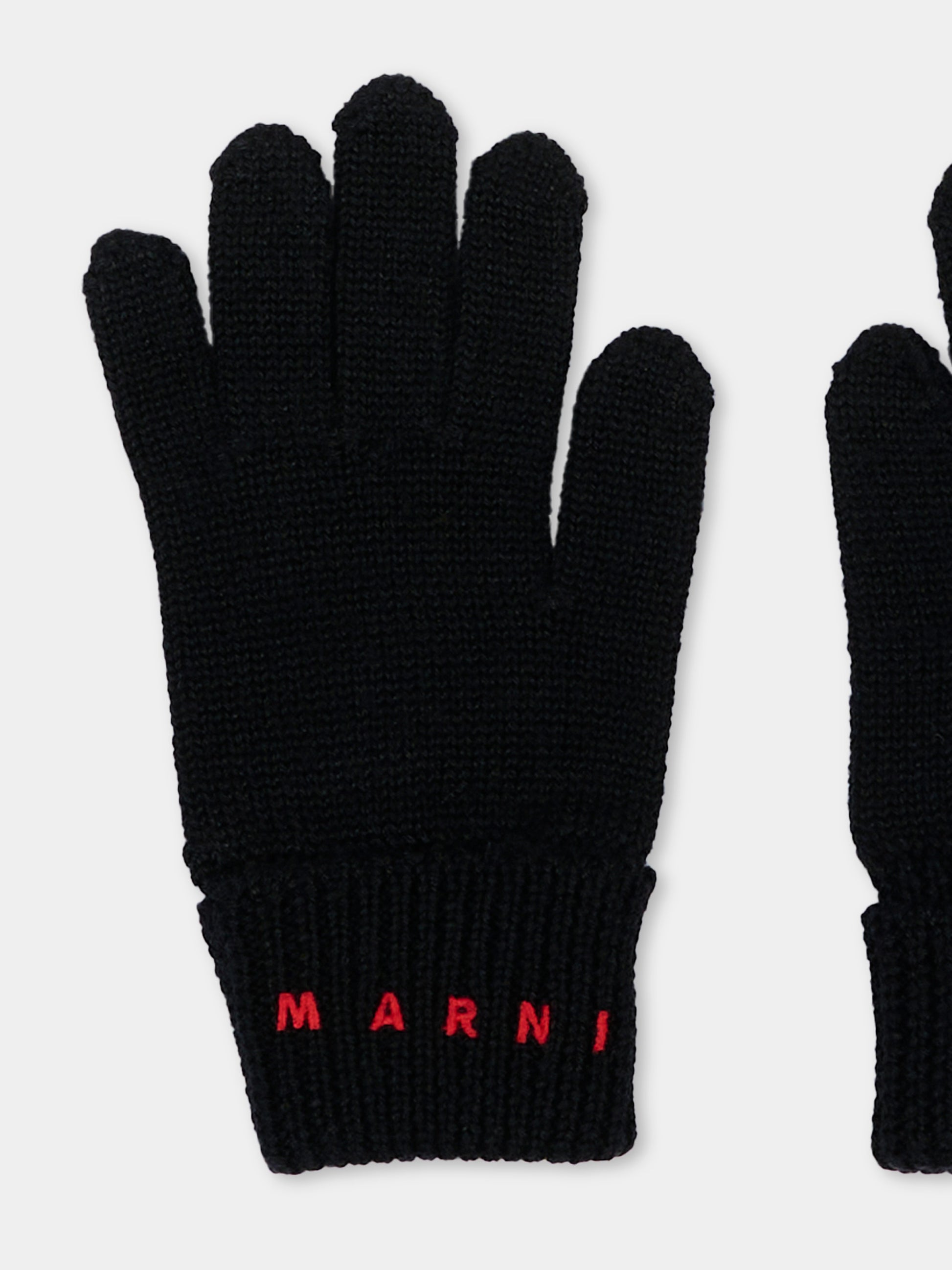 Guanti neri per bambini con logo,Marni Kids,M02036 M00YZ 0M900