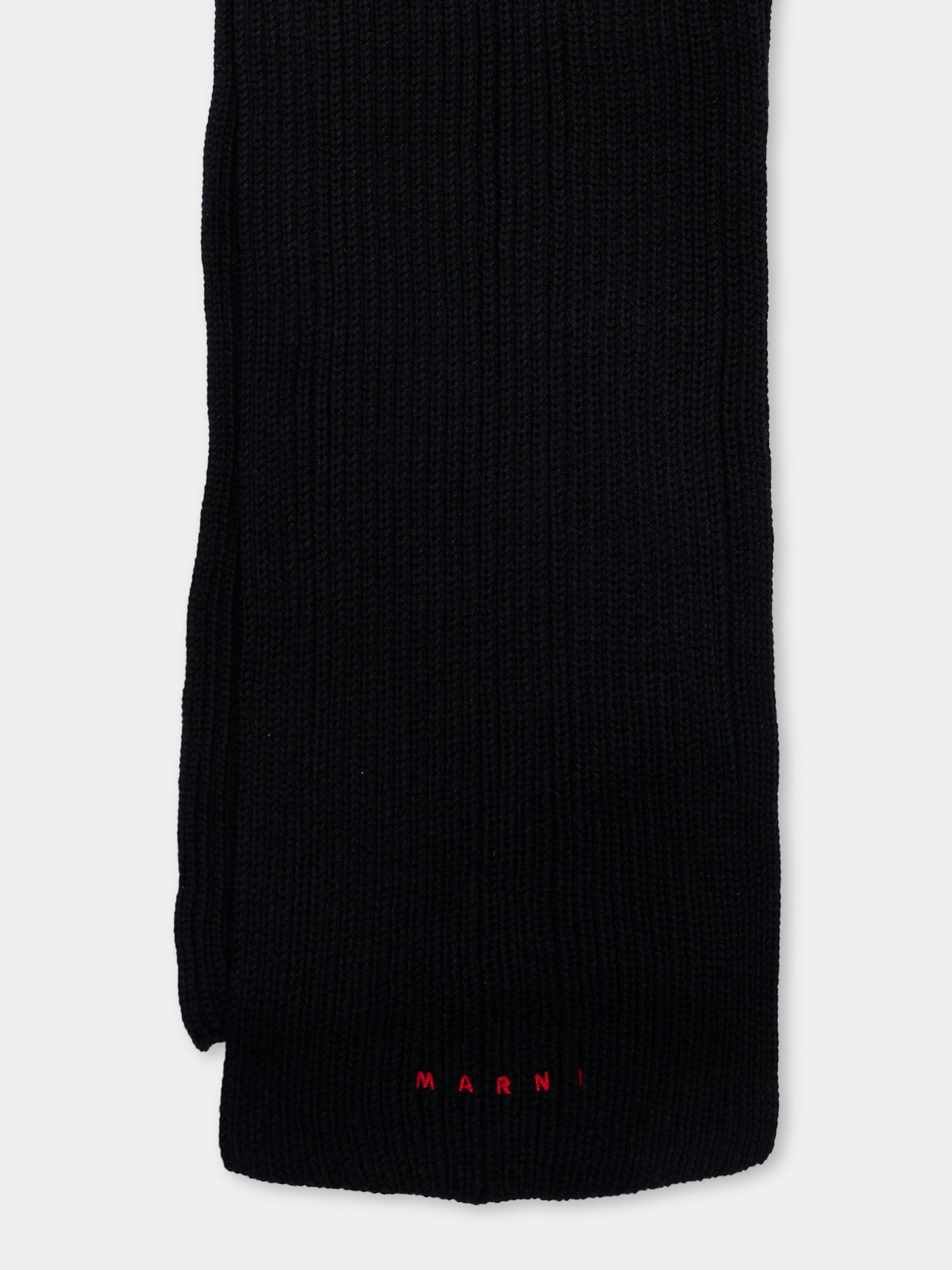 Sciarpa nera per bambini con logo,Marni Kids,M02037 M00YZ 0M900