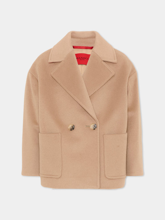 Cappotto beige per bambina doppiopetto,Max&co,MX0229 MX052 MX702