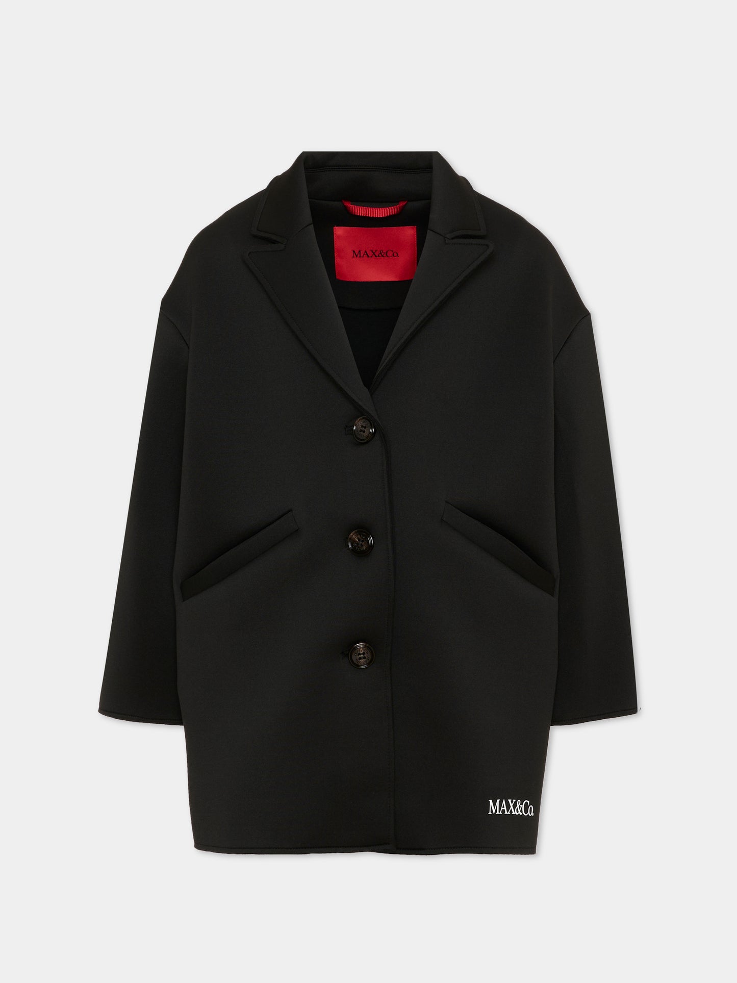 Cappotto nero per bambina con logo,Max&co,MX0369 MX01U MX900