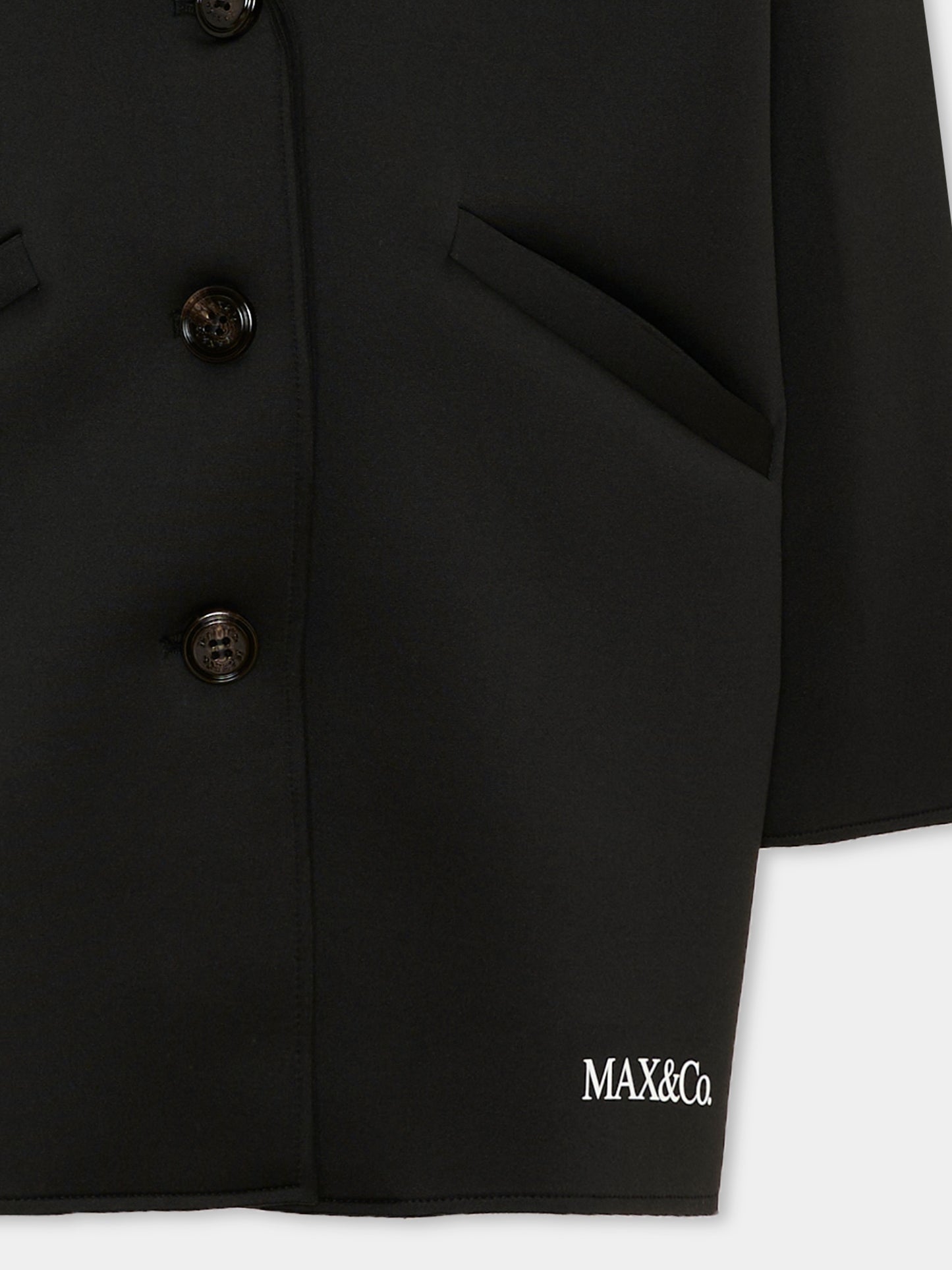Cappotto nero per bambina con logo,Max&co,MX0369 MX01U MX900
