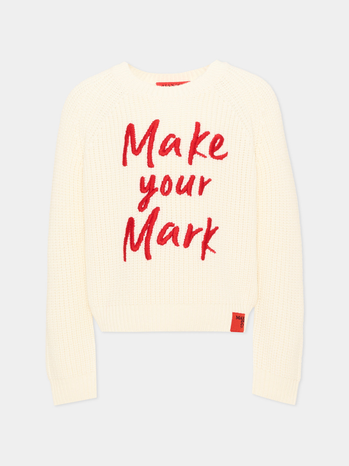 Maglione avorio per bambina con scritta,Max&co,MX0399 MX02F MX102